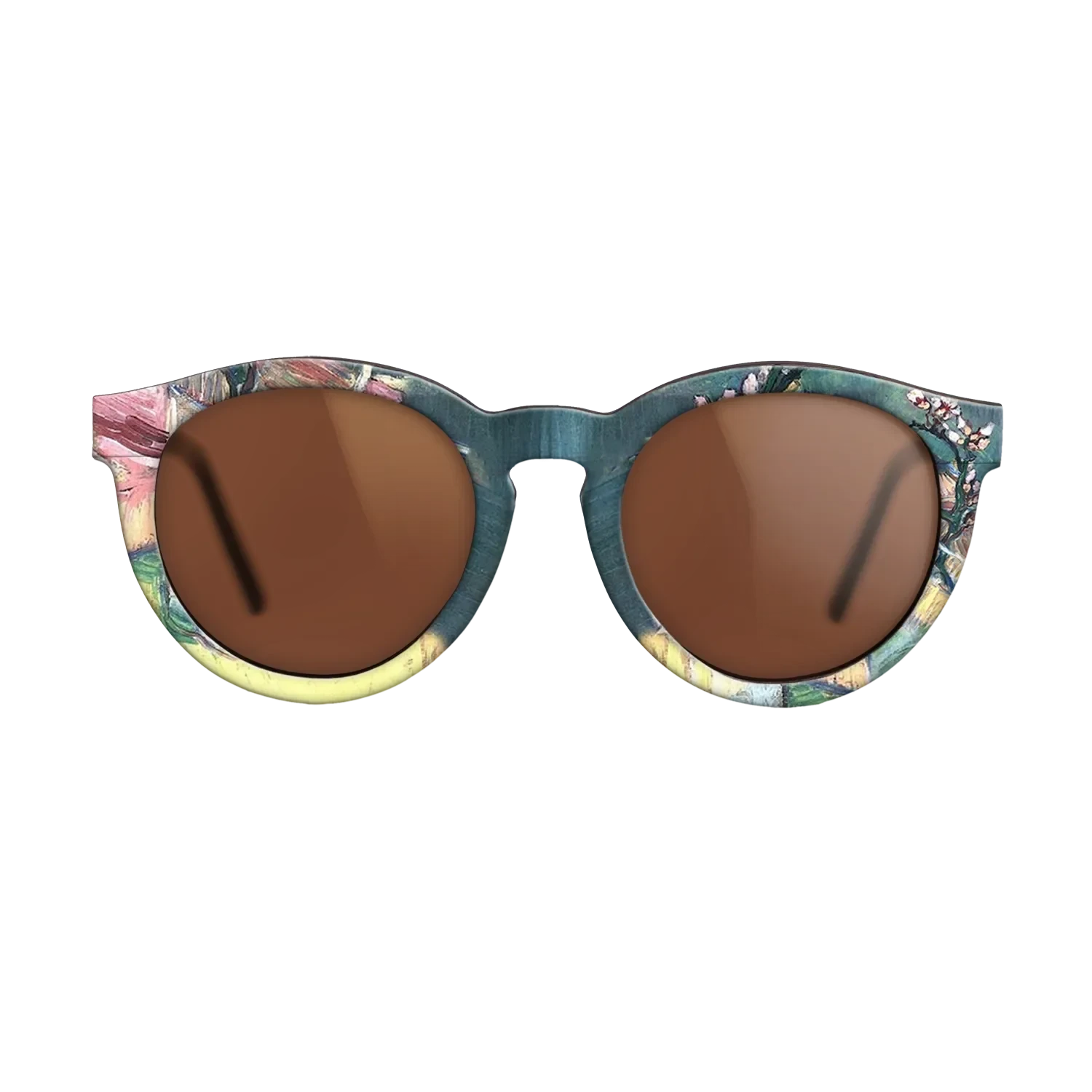 Oil Painting on Straight Grain Walnut: Rococo - Blossoming Almond Branch in a Glass with a Book Vincent van Gogh - The Rebel - Round - 1966 - SIRIS wood optic