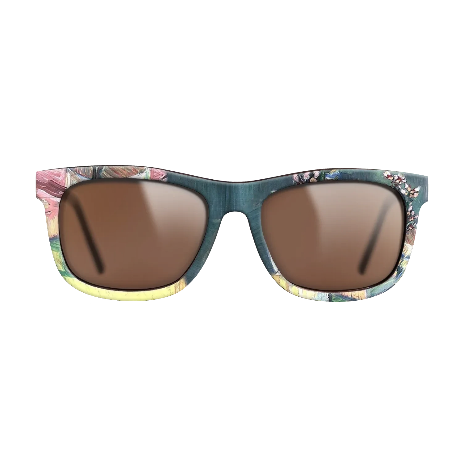 Oil Painting on Straight Grain Walnut: Rococo - Blossoming Almond Branch in a Glass with a Book Vincent van Gogh - The Hero - Square - 1966 - SIRIS wood optic