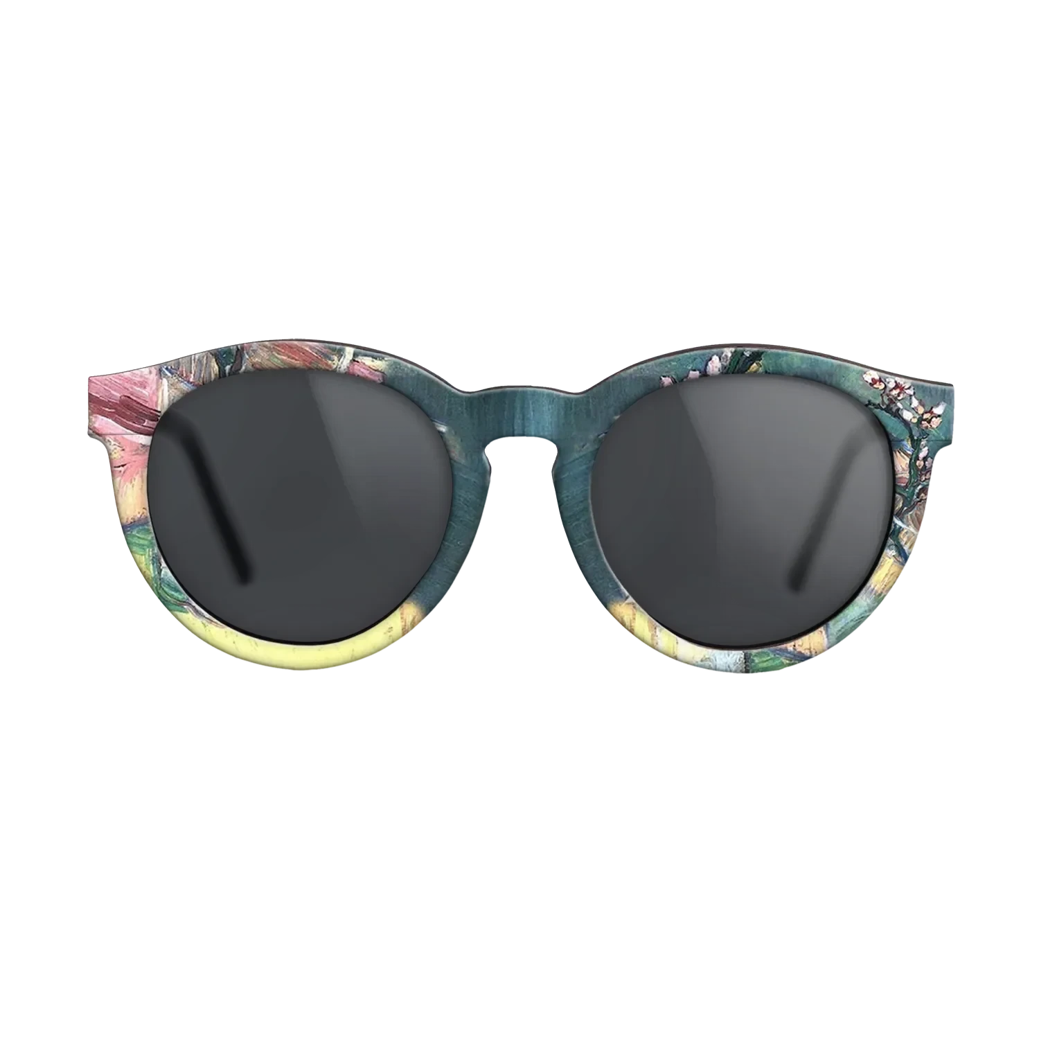 Oil Painting on Straight Grain Walnut: Rococo - Blossoming Almond Branch in a Glass with a Book Vincent van Gogh - The Rebel - Round - 1966 - SIRIS wood optic