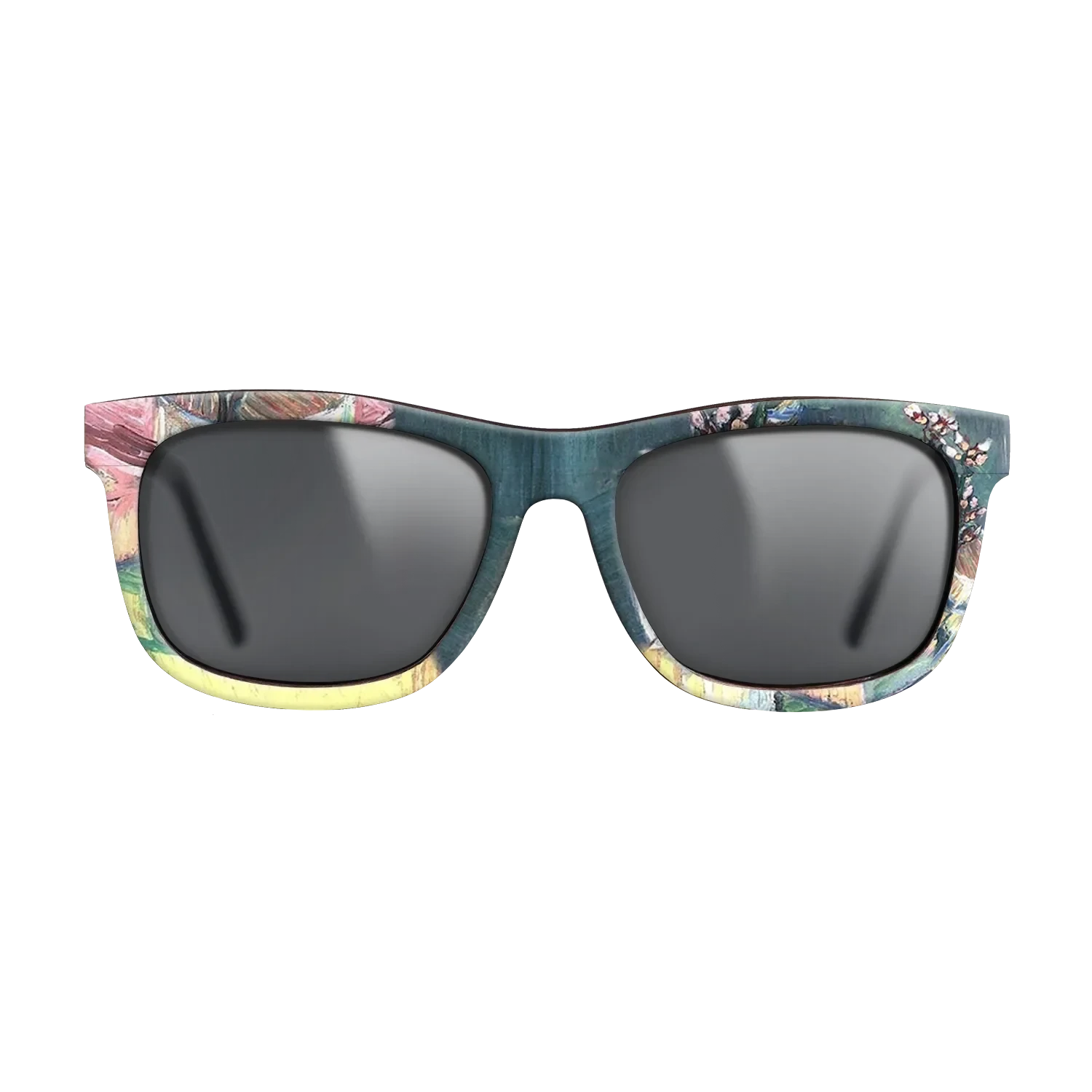 Oil Painting on Straight Grain Walnut: Rococo - Blossoming Almond Branch in a Glass with a Book Vincent van Gogh - The Hero - Square - 1966 - SIRIS wood optic