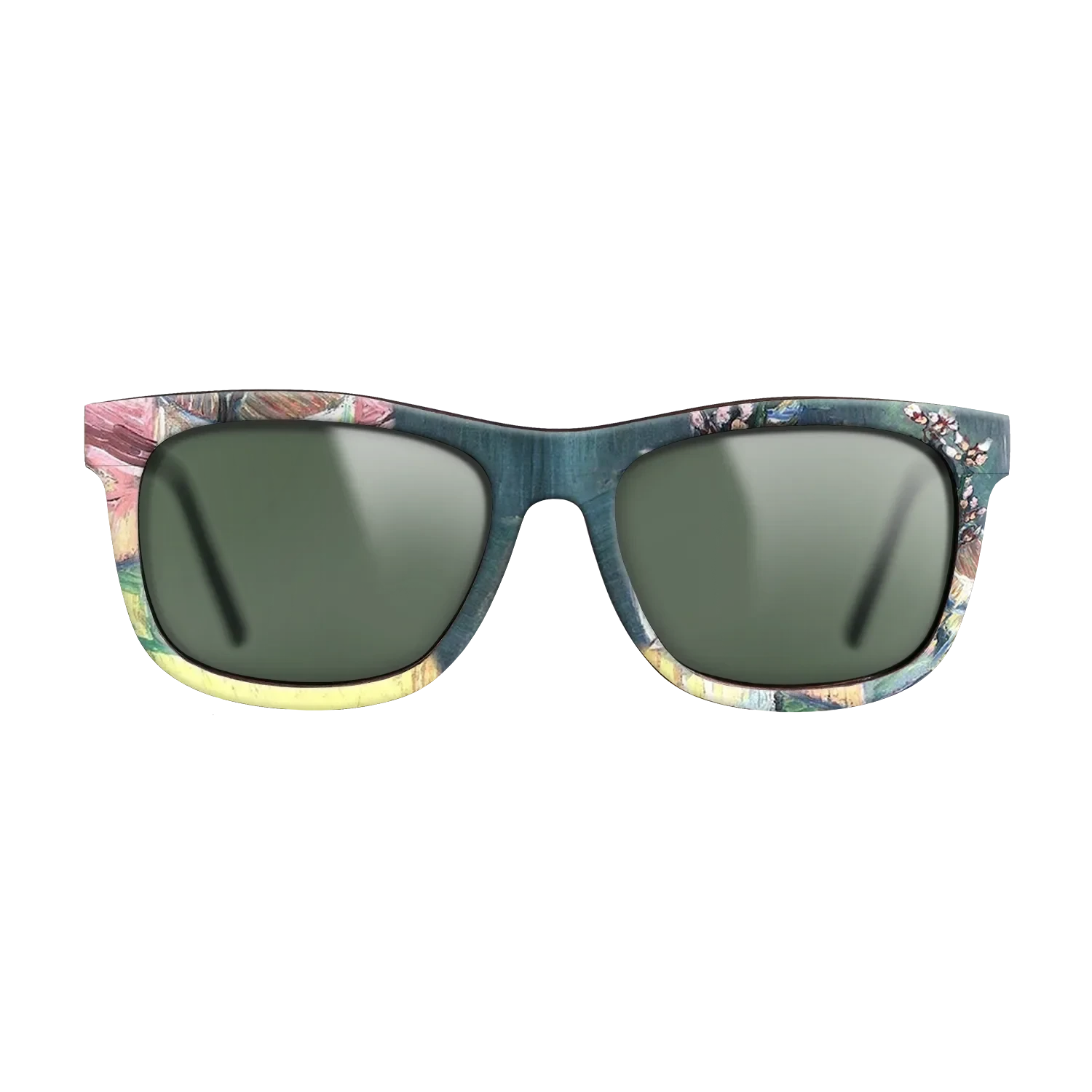 Oil Painting on Straight Grain Walnut: Rococo - Blossoming Almond Branch in a Glass with a Book Vincent van Gogh - The Hero - Square - 1966 - SIRIS wood optic