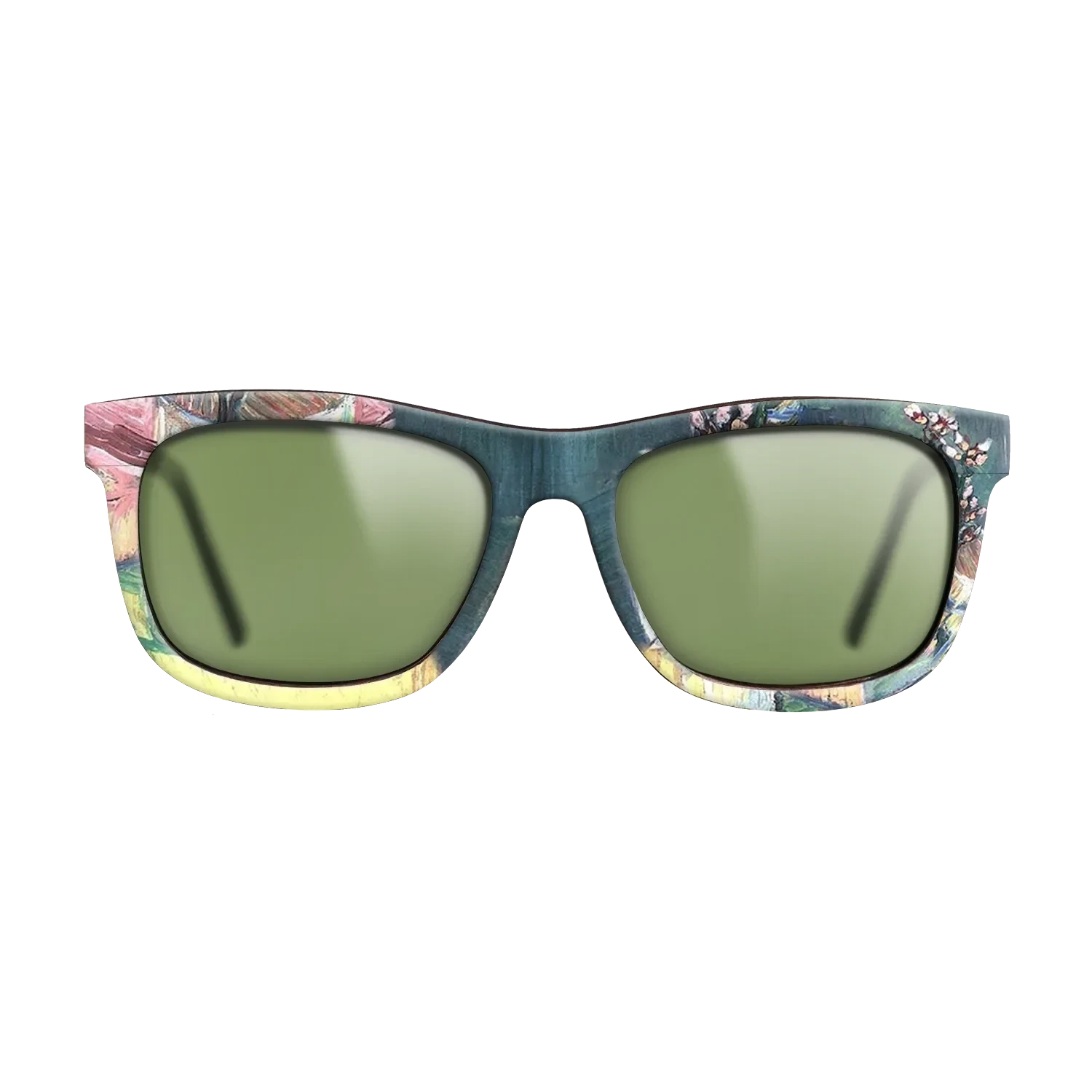 Oil Painting on Straight Grain Walnut: Rococo - Blossoming Almond Branch in a Glass with a Book Vincent van Gogh - The Hero - Square - 1966 - SIRIS wood optic