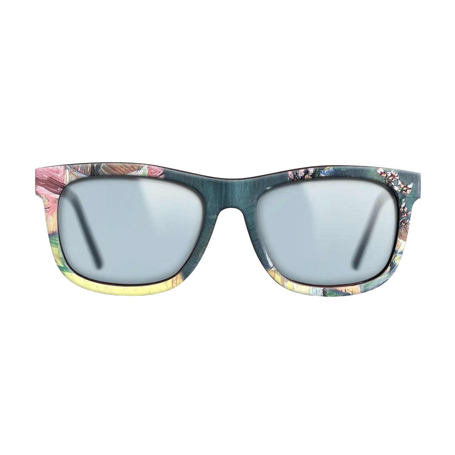 Oil Painting on Straight Grain Walnut: Rococo - Blossoming Almond Branch in a Glass with a Book Vincent van Gogh - The Hero - Square - 1966 - SIRIS wood optic