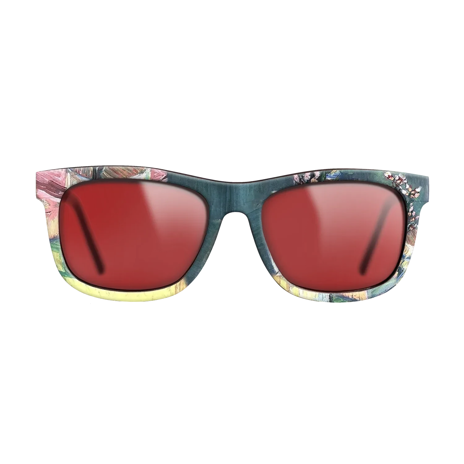 Oil Painting on Straight Grain Walnut: Rococo - Blossoming Almond Branch in a Glass with a Book Vincent van Gogh - The Hero - Square - 1966 - SIRIS wood optic