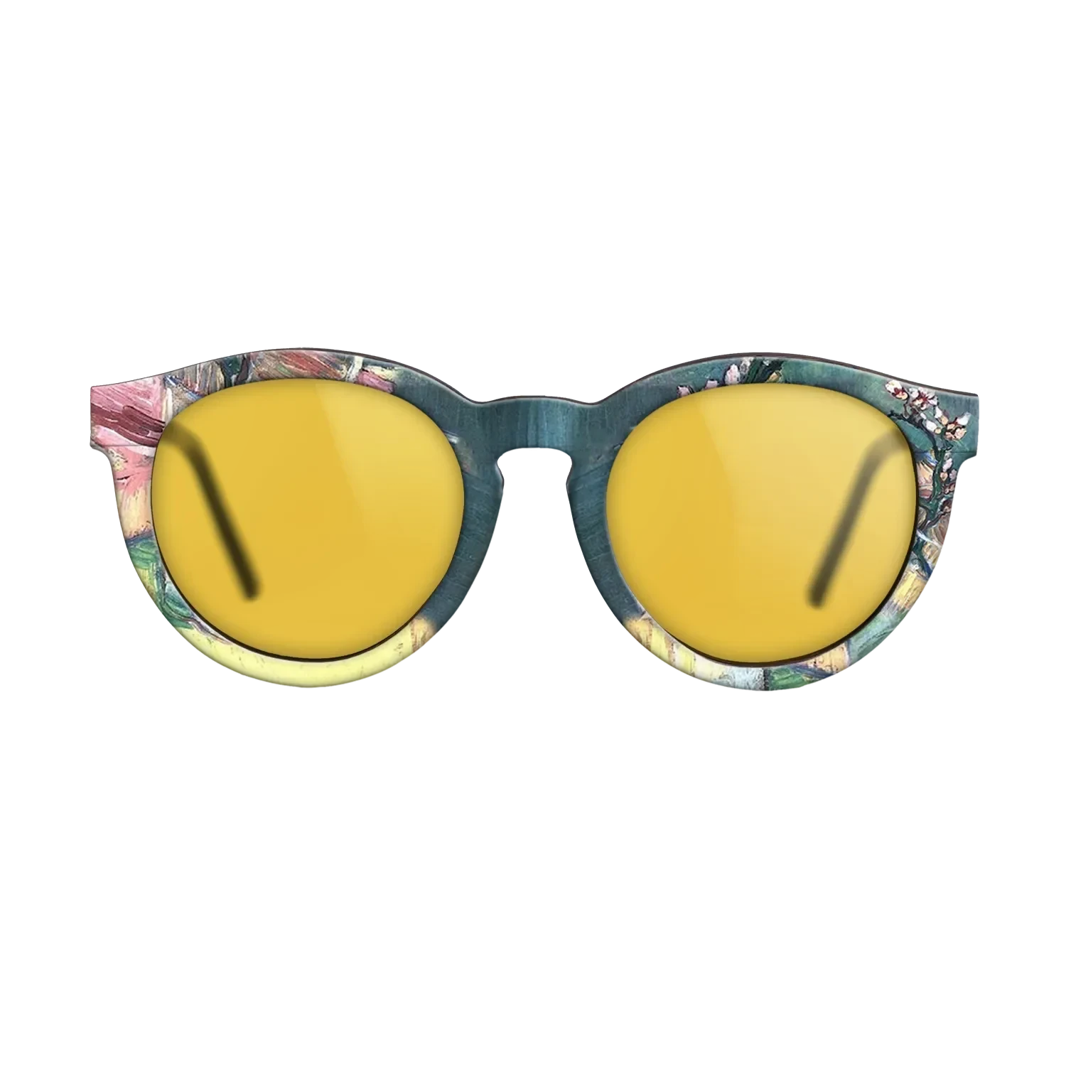 Oil Painting on Straight Grain Walnut: Rococo - Blossoming Almond Branch in a Glass with a Book Vincent van Gogh - The Rebel - Round - 1966 - SIRIS wood optic