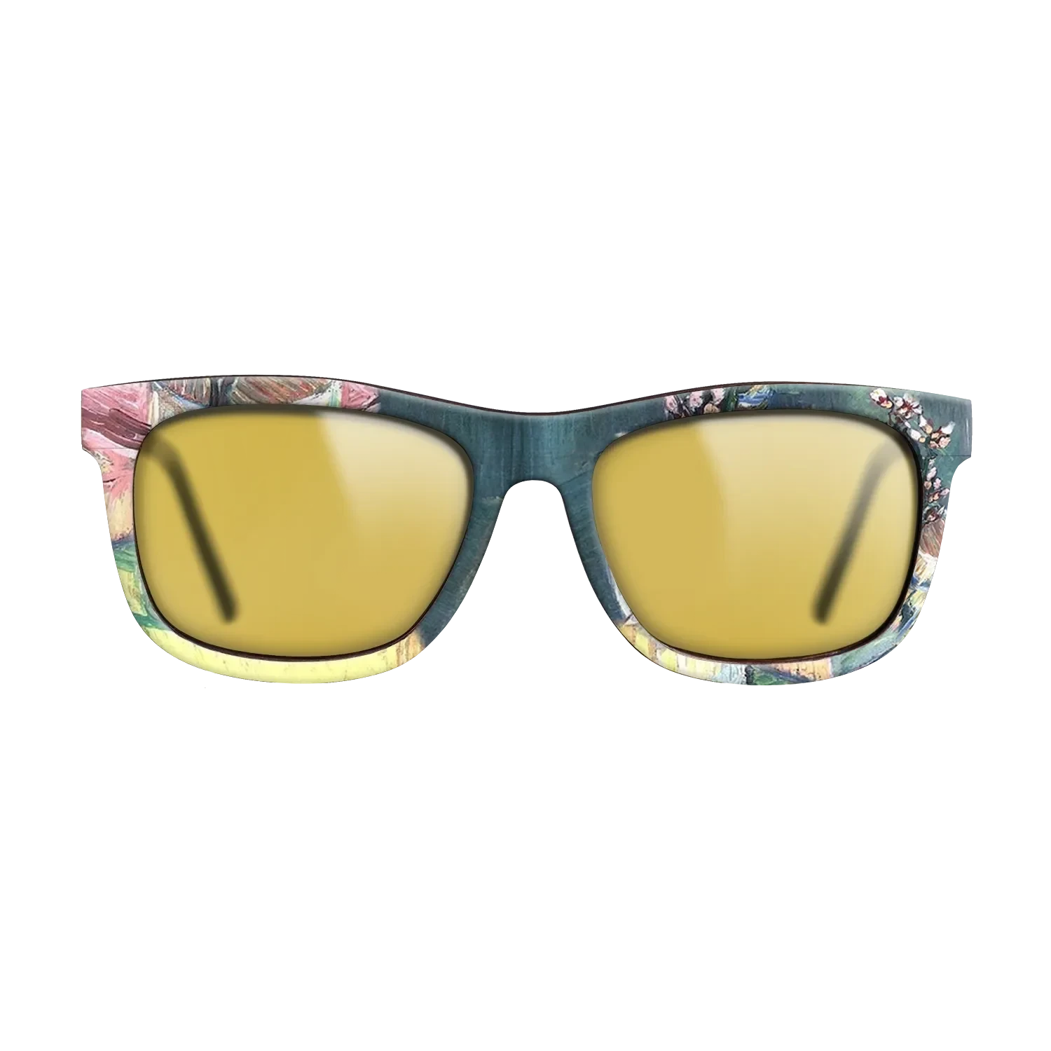 Oil Painting on Straight Grain Walnut: Rococo - Blossoming Almond Branch in a Glass with a Book Vincent van Gogh - The Hero - Square - 1966 - SIRIS wood optic