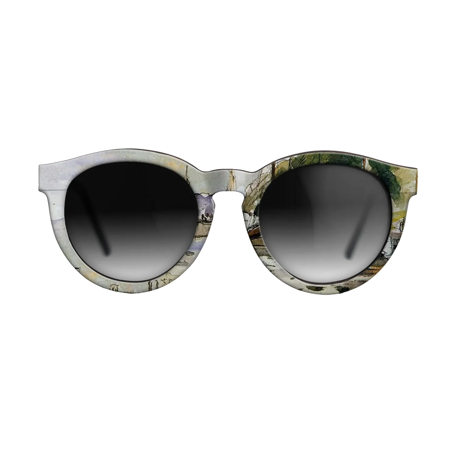 Oil Painting on Straight Grain Walnut: Rococo - Boats at Dock - Camille Pissarro - The Rebel - Round - 1383 - SIRIS wood optic