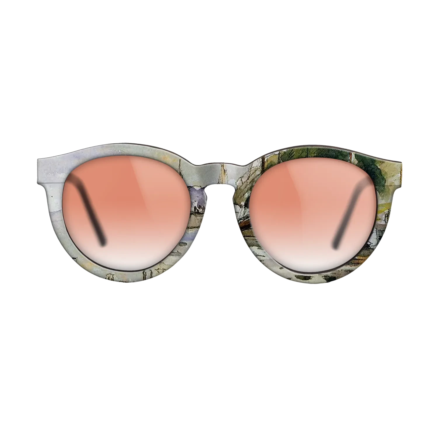 Oil Painting on Straight Grain Walnut: Rococo - Boats at Dock - Camille Pissarro - The Rebel - Round - 1383 - SIRIS wood optic