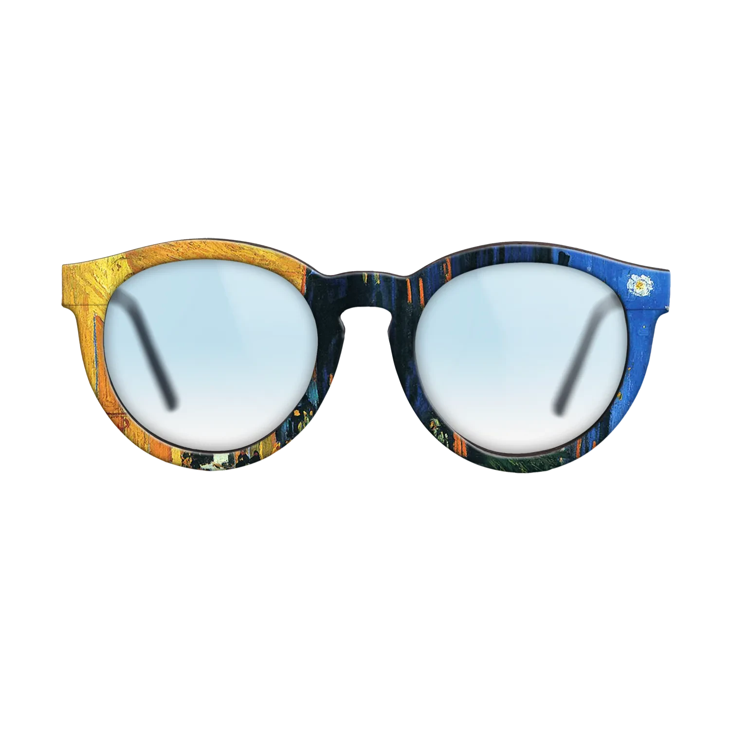 Oil Painting on Straight Grain Walnut: Rococo - Café Terrace at Night (Place du Forum, Arles) Vincent van Gogh - The Rebel - Round - 1739 - SIRIS wood optic