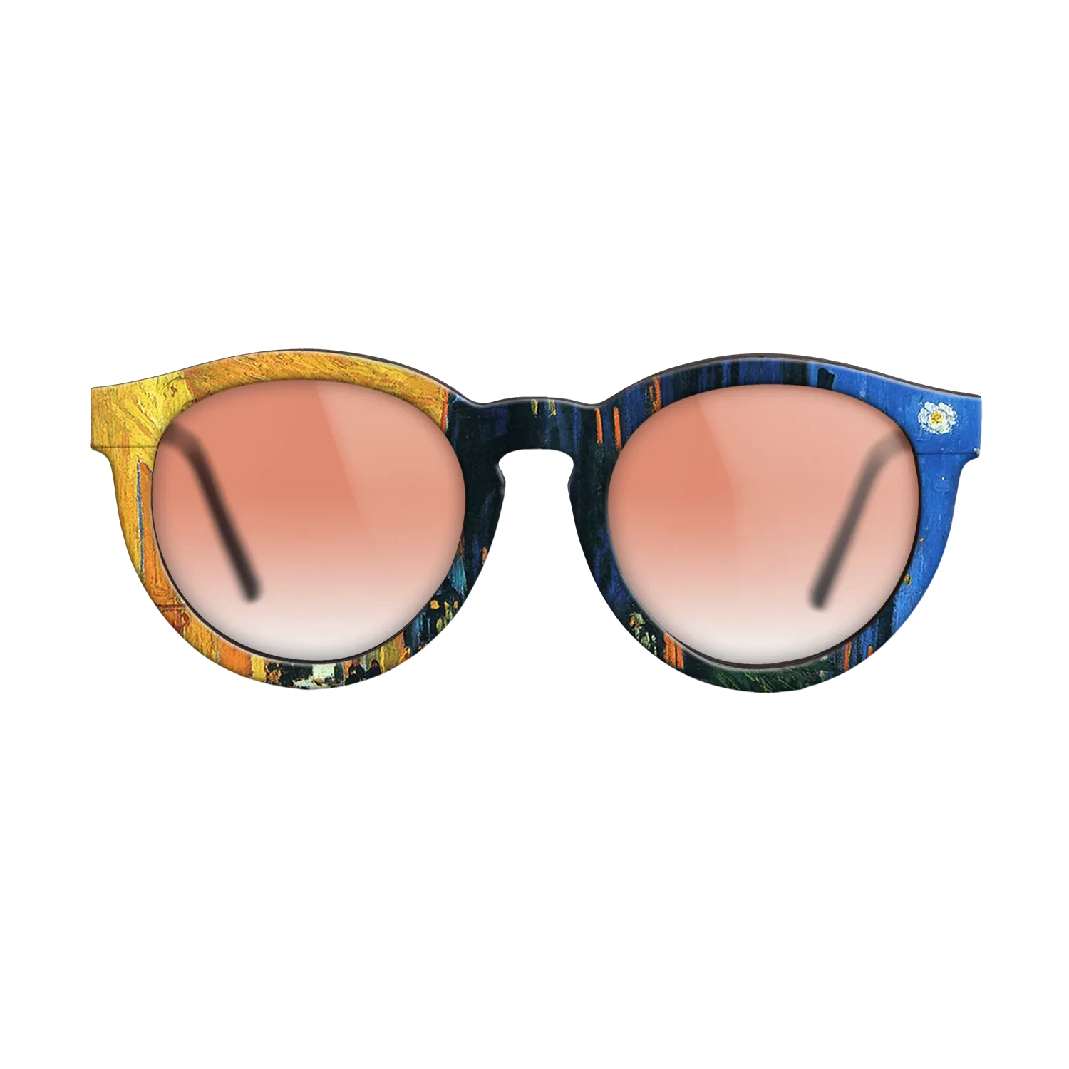 Oil Painting on Straight Grain Walnut: Rococo - Café Terrace at Night (Place du Forum, Arles) Vincent van Gogh - The Rebel - Round - 1739 - SIRIS wood optic