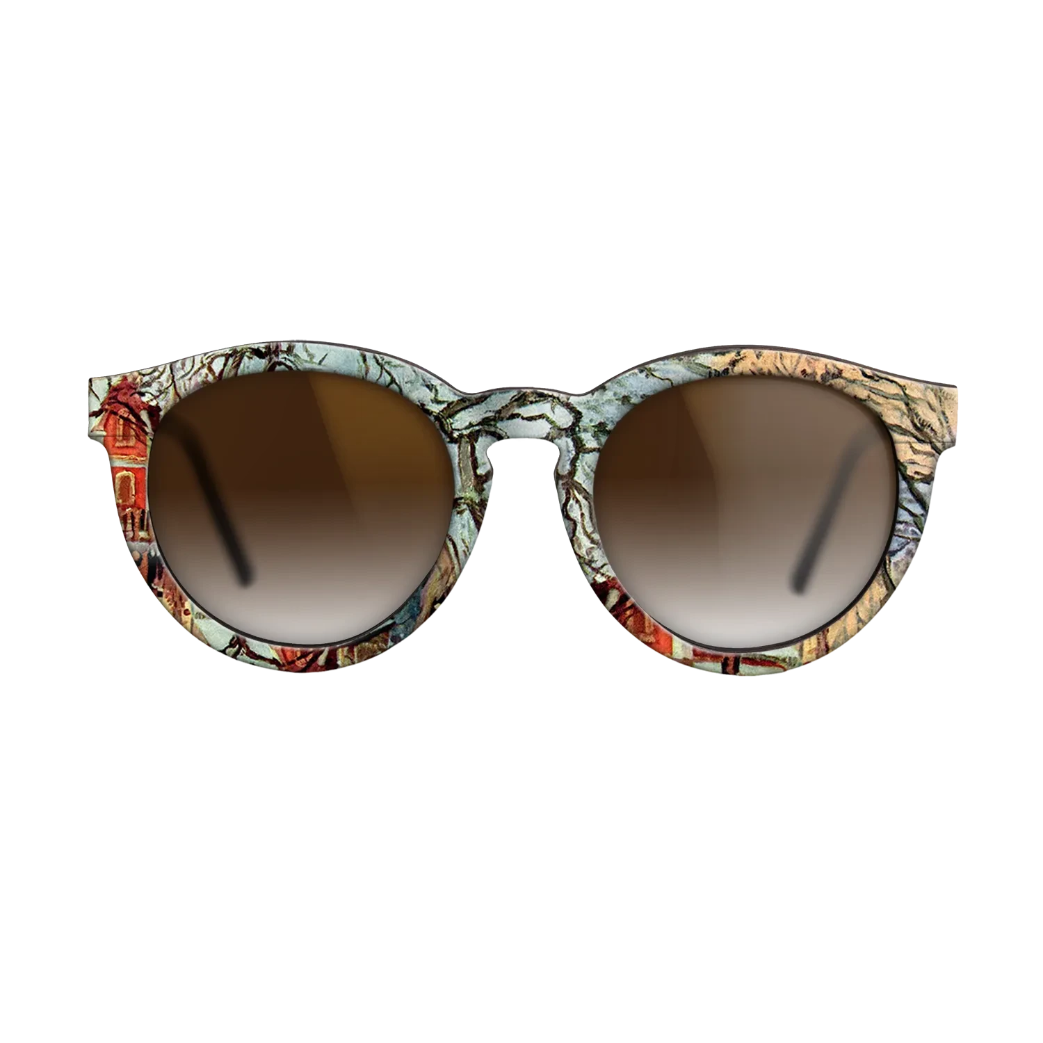 Oil Painting on Straight Grain Walnut: Rococo - Chestnut Trees, Louveciennes, Winter, 1872 - Camille Pissarro - The Rebel - Round - 726 - SIRIS wood optic