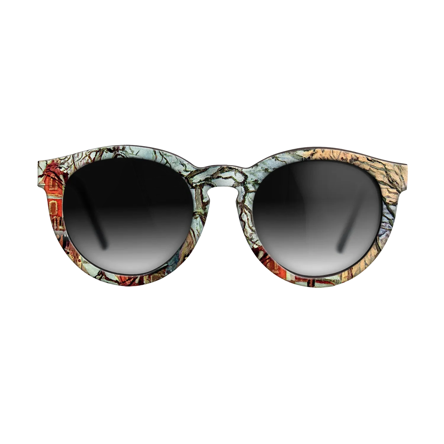 Oil Painting on Straight Grain Walnut: Rococo - Chestnut Trees, Louveciennes, Winter, 1872 - Camille Pissarro - The Rebel - Round - 726 - SIRIS wood optic