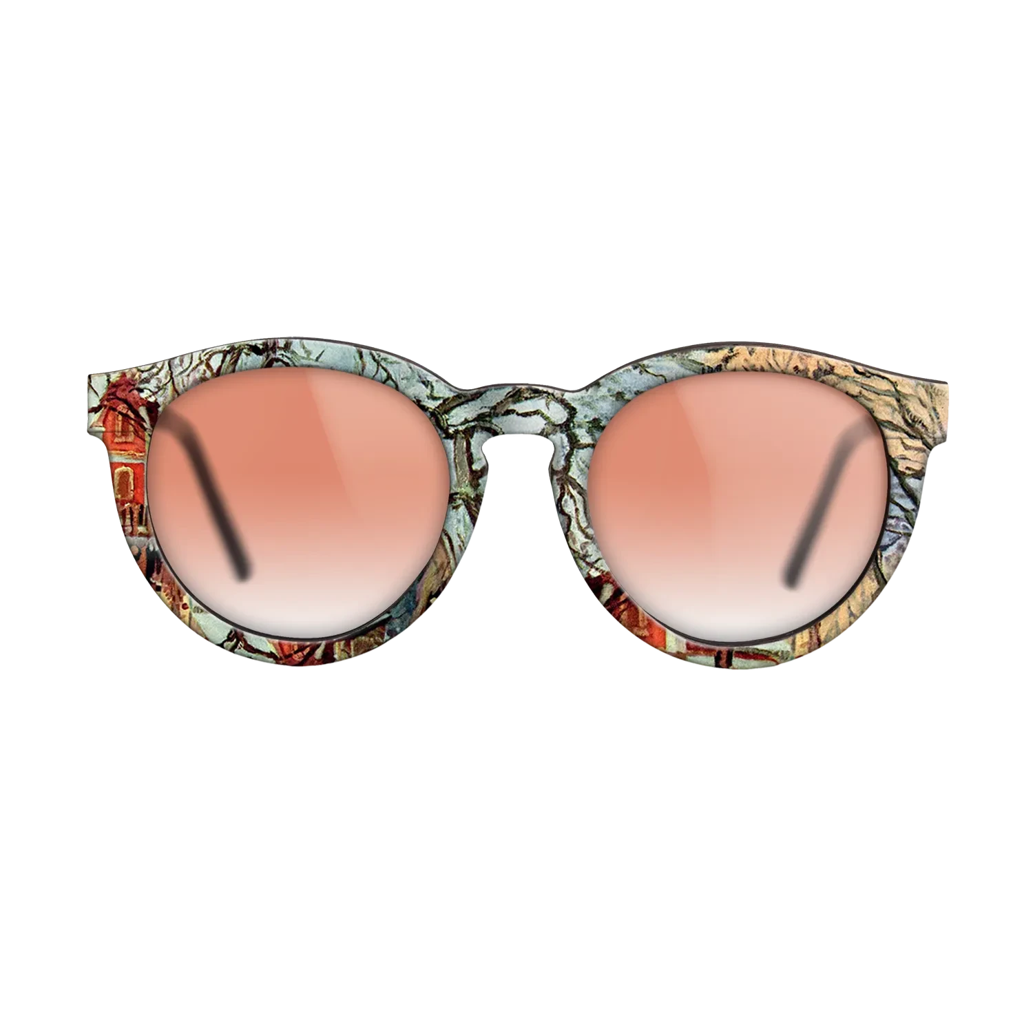 Oil Painting on Straight Grain Walnut: Rococo - Chestnut Trees, Louveciennes, Winter, 1872 - Camille Pissarro - The Rebel - Round - 726 - SIRIS wood optic