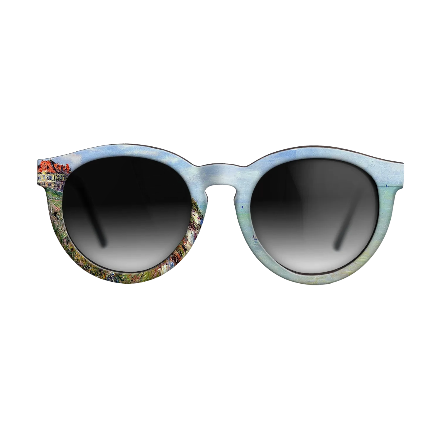 Oil Painting on Straight Grain Walnut: Rococo - Cliff at Dieppe, 1882 - Claude Monet - The Rebel - Round - 1289 - SIRIS wood optic