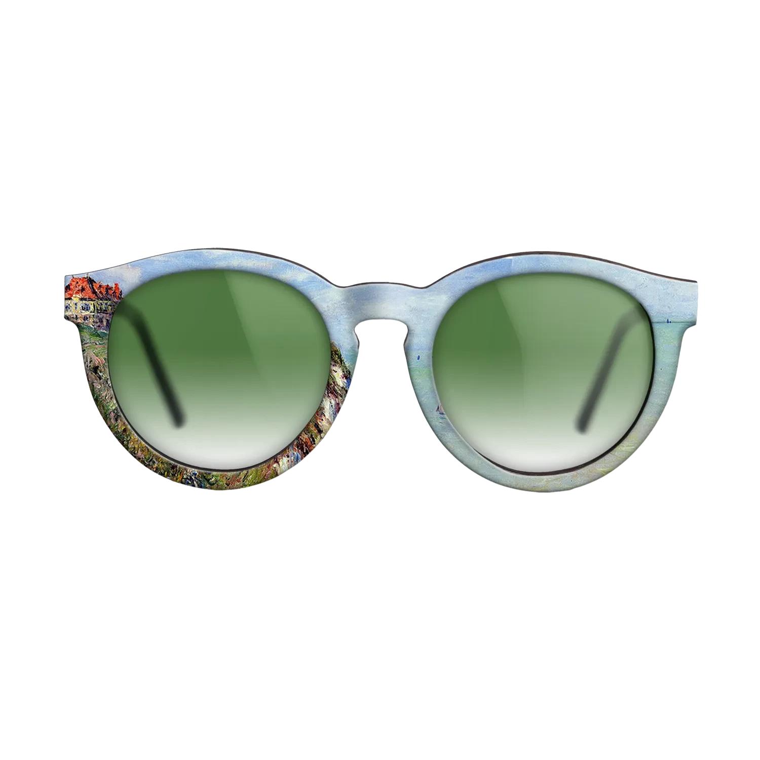 Oil Painting on Straight Grain Walnut: Rococo - Cliff at Dieppe, 1882 - Claude Monet - The Rebel - Round - 1289 - SIRIS wood optic