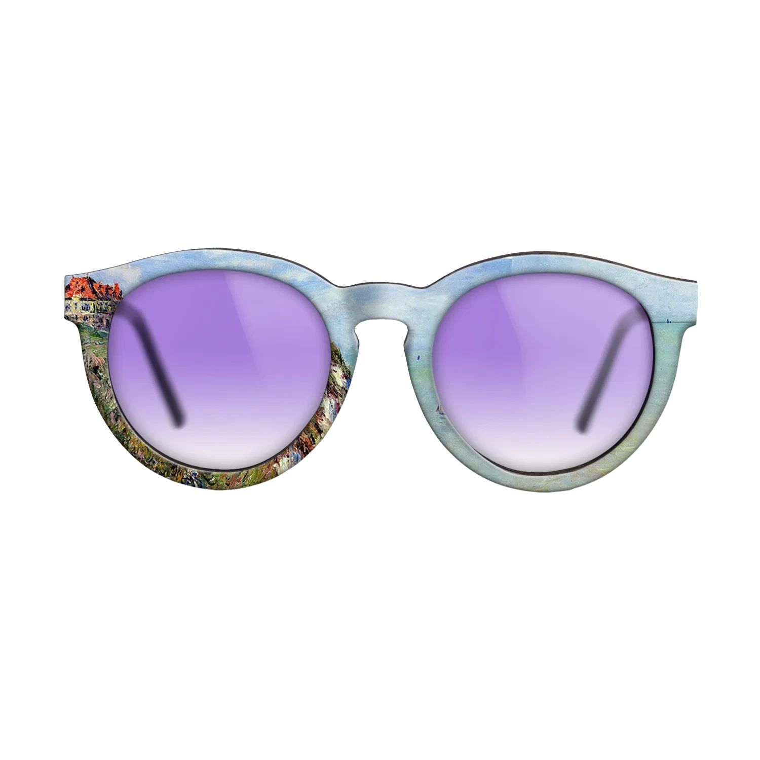 Oil Painting on Straight Grain Walnut: Rococo - Cliff at Dieppe, 1882 - Claude Monet - The Rebel - Round - 1289 - SIRIS wood optic