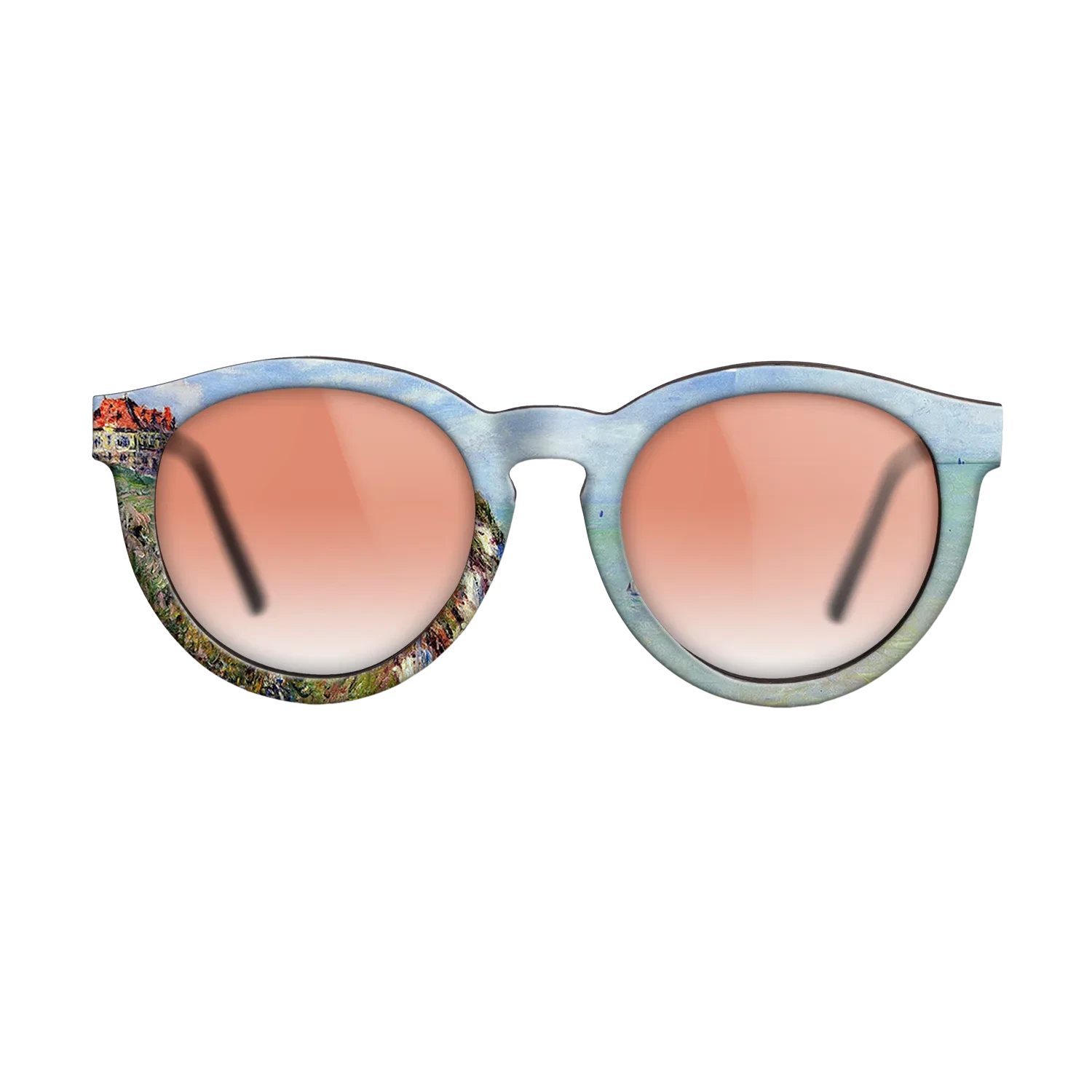 Oil Painting on Straight Grain Walnut: Rococo - Cliff at Dieppe, 1882 - Claude Monet - The Rebel - Round - 1289 - SIRIS wood optic