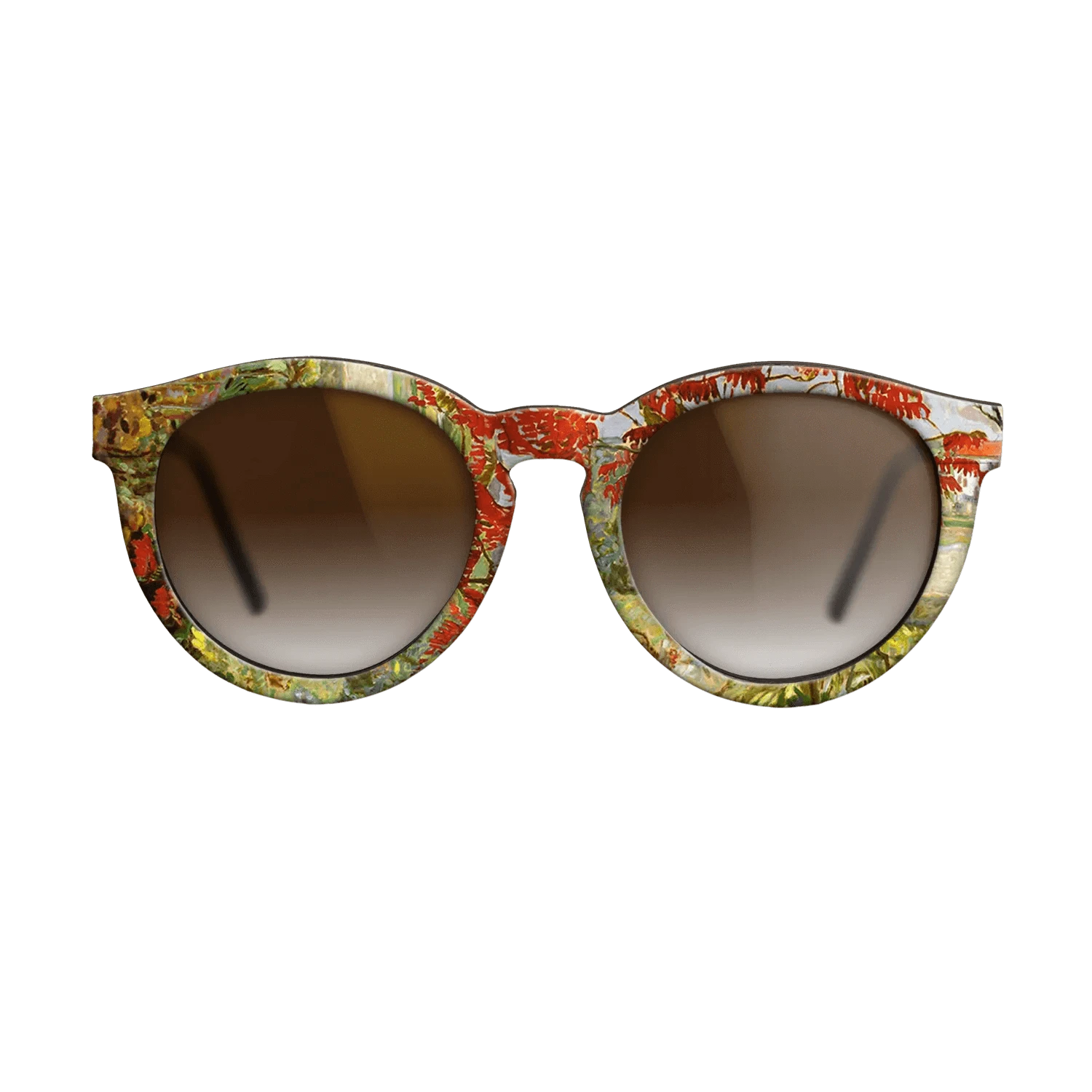 Oil Painting on Straight Grain Walnut: Rococo - Garden with Red Tree, 1909 - Pierre Bonnard - The Rebel - Round - 751 - SIRIS wood optic