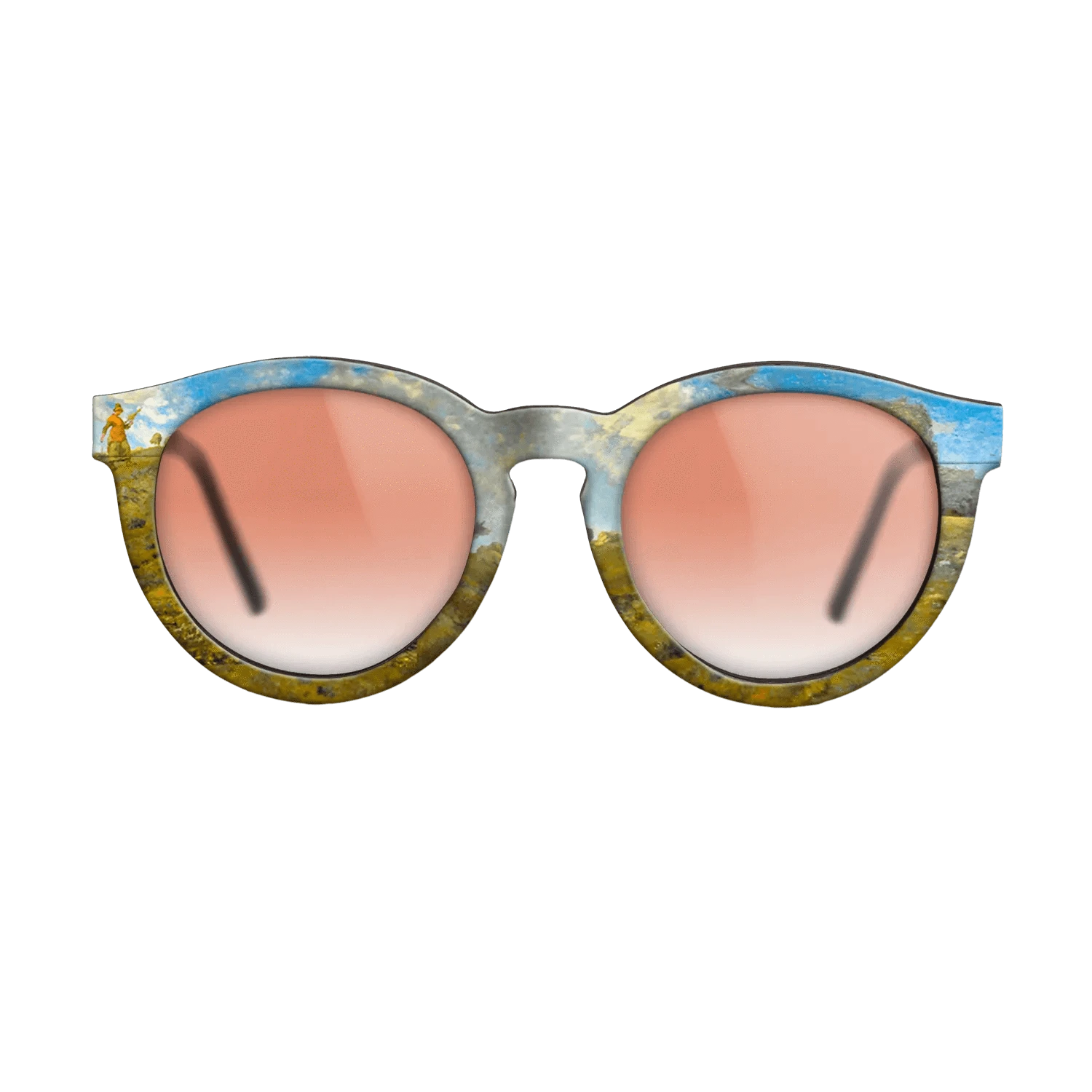 Oil Painting on Straight Grain Walnut: Rococo - In the Auvergne, 1869 - Jean-Francois Millet - The Rebel - Round - 1622 - SIRIS wood optic