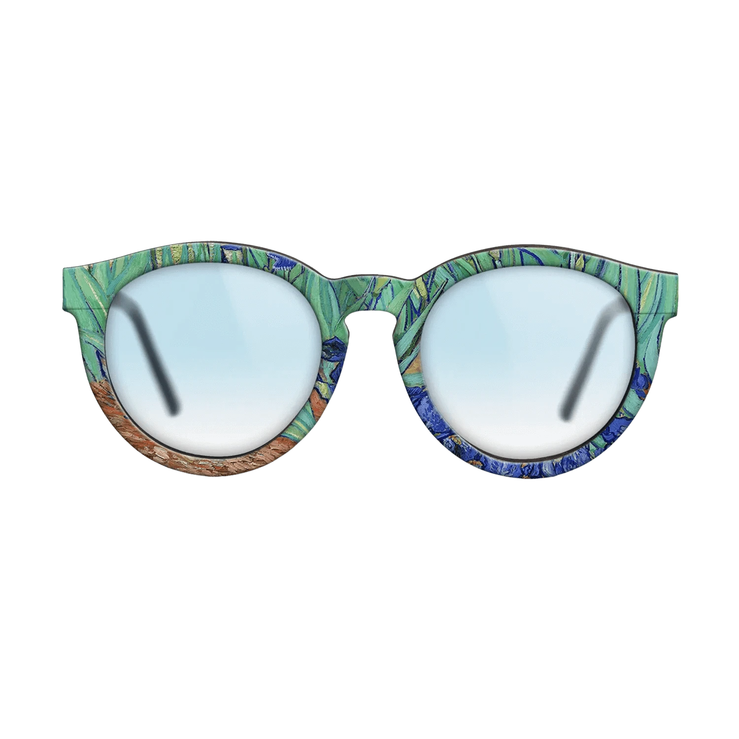 Oil Painting on Straight Grain Walnut: Rococo - Irises, 1889 - Vincent van Gogh - The Rebel - Round - 1090 - SIRIS wood optic