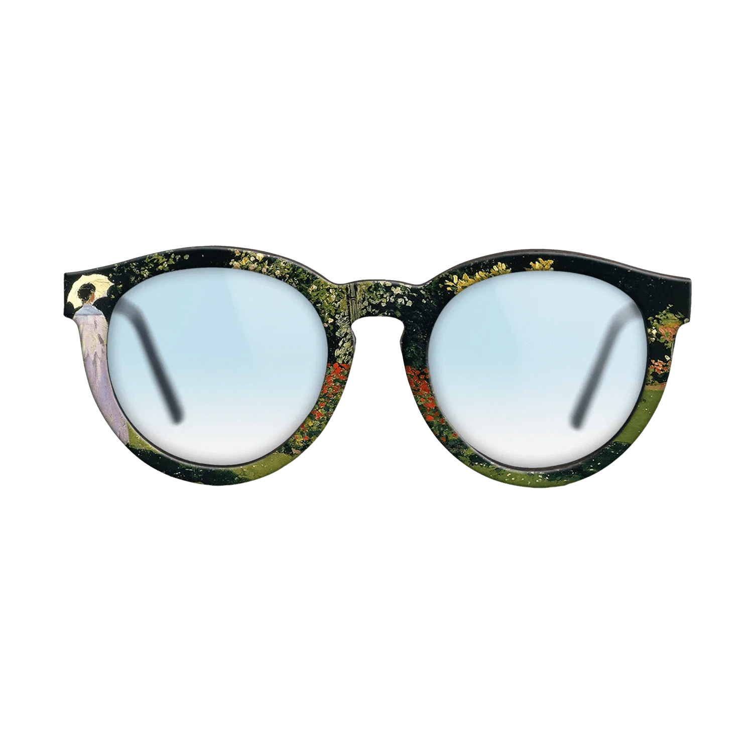 Oil Painting on Straight Grain Walnut: Rococo - Jeanne-Marguerite Lecadre in the Garden, 1866 - Claude Monet - The Rebel - Round - 1724 - SIRIS wood optic