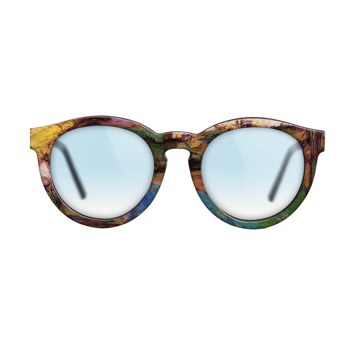 Oil Painting on Straight Grain Walnut: Rococo - Landscape Camille Pissarro - The Rebel - Round - 1628 - SIRIS wood optic