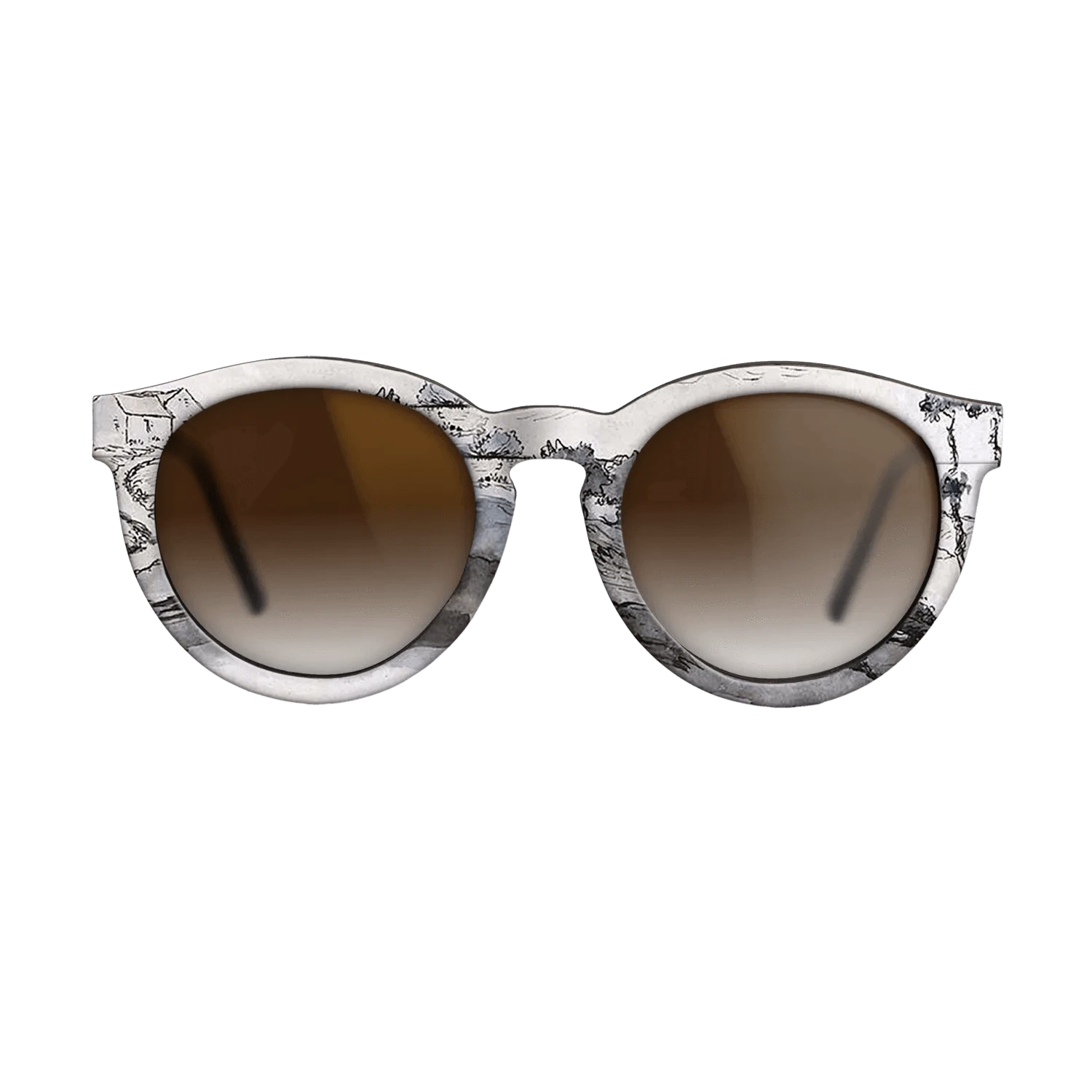 Oil Painting on Straight Grain Walnut: Rococo - Landscape near Vichy, c.1870 - Jean-Francois Millet - The Rebel - Round - 892 - SIRIS wood optic