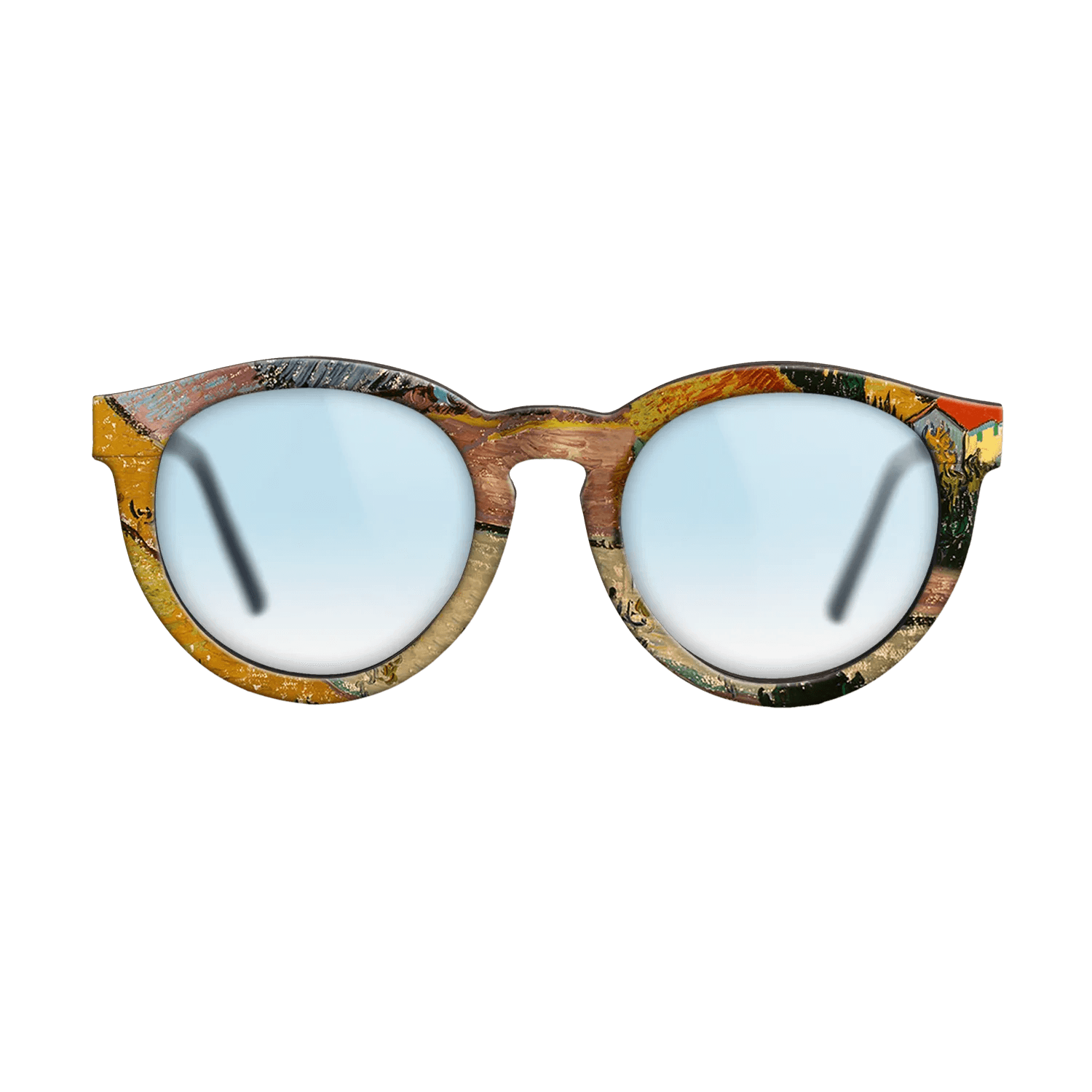 Oil Painting on Straight Grain Walnut: Rococo - Landscape with House and Ploughman, 1889 - Vincent van Gogh - The Rebel - Round - 1295 - SIRIS wood optic