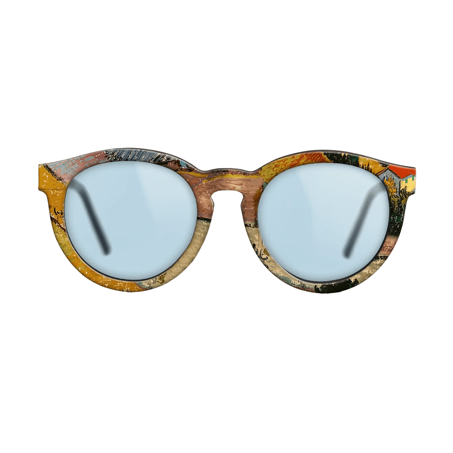 Oil Painting on Straight Grain Walnut: Rococo - Landscape with House and Ploughman, 1889 - Vincent van Gogh - The Rebel - Round - 1295 - SIRIS wood optic