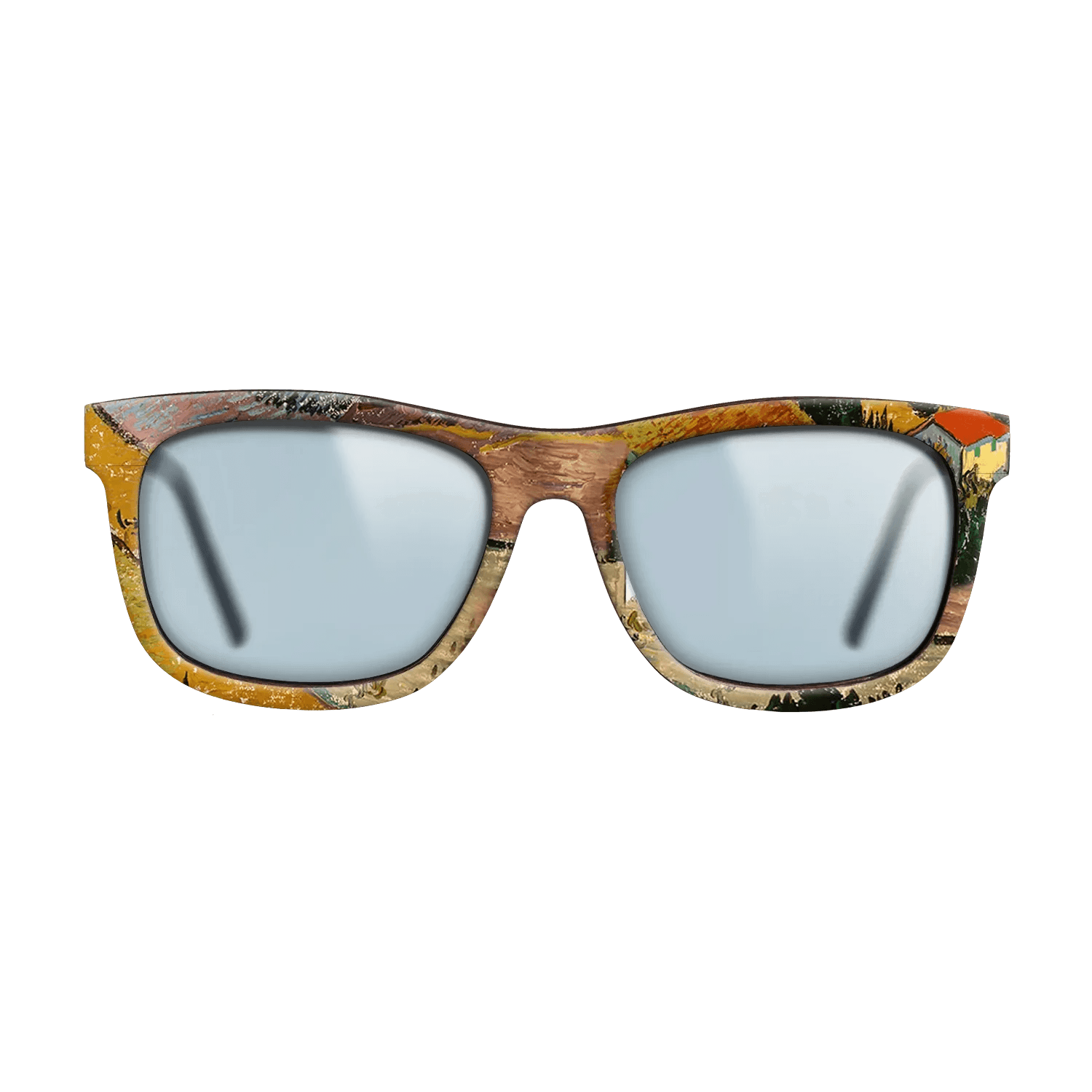 Oil Painting on Straight Grain Walnut: Rococo - Landscape with House and Ploughman, 1889 - Vincent van Gogh - The Hero - Square - 1295 - SIRIS wood optic