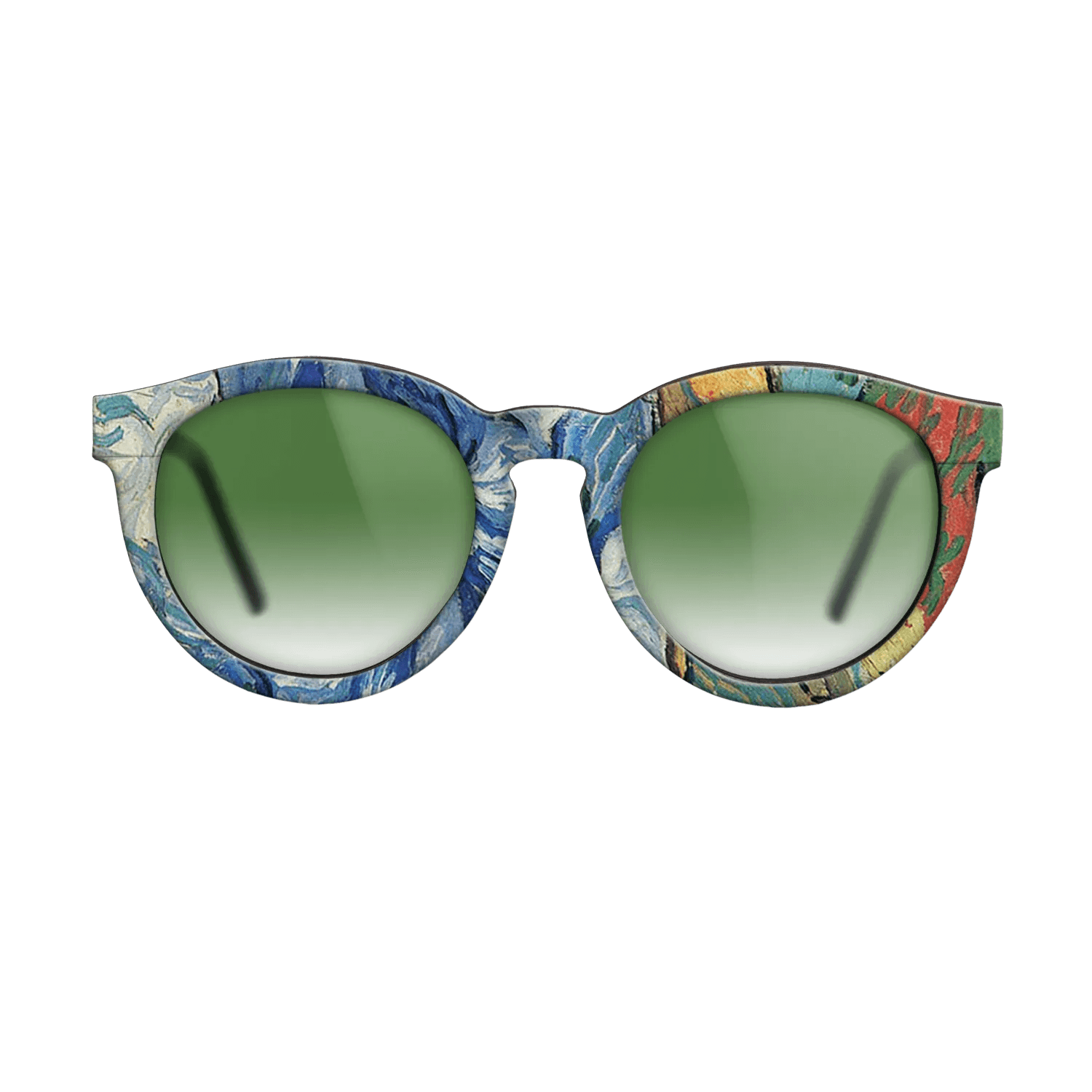 Oil Painting on Straight Grain Walnut: Rococo - Les Alpilles, Mountain Landscape near South-Reme, 1889 - Vincent van Gogh - The Rebel - Round - 925 - SIRIS wood optic