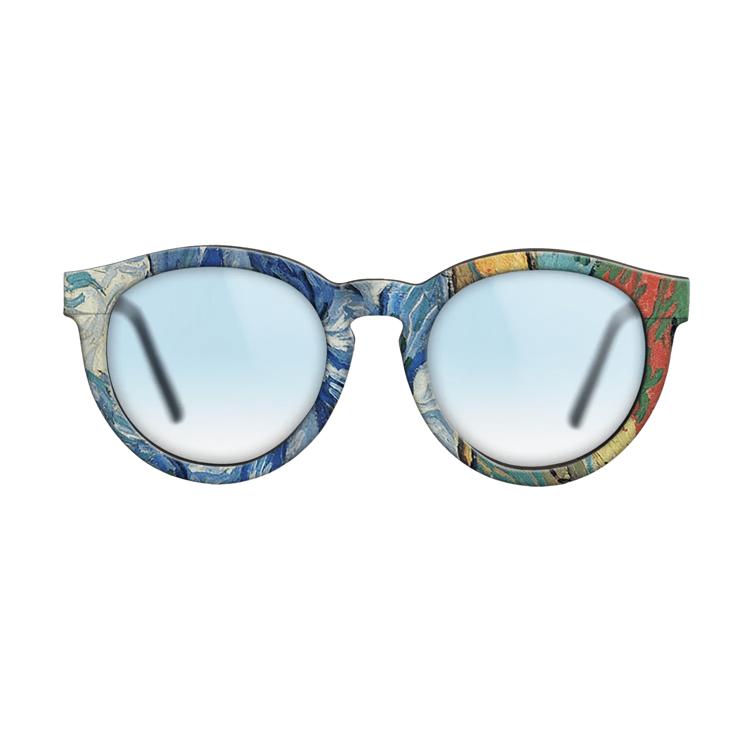 Oil Painting on Straight Grain Walnut: Rococo - Les Alpilles, Mountain Landscape near South-Reme, 1889 - Vincent van Gogh - The Rebel - Round - 925 - SIRIS wood optic