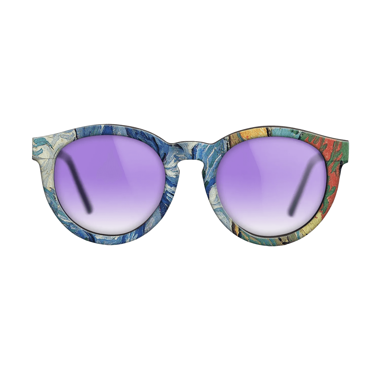 Oil Painting on Straight Grain Walnut: Rococo - Les Alpilles, Mountain Landscape near South-Reme, 1889 - Vincent van Gogh - The Rebel - Round - 925 - SIRIS wood optic