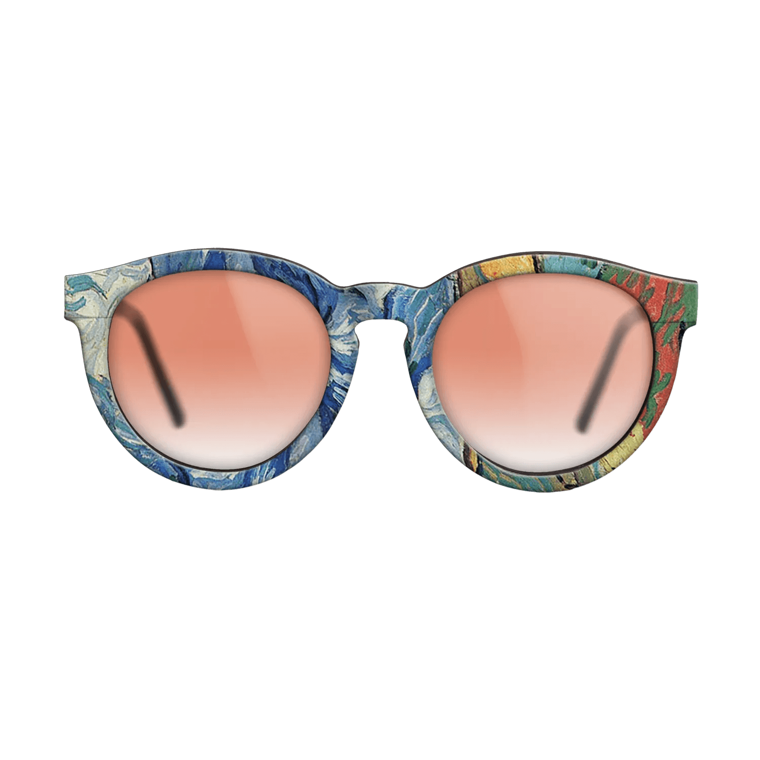 Oil Painting on Straight Grain Walnut: Rococo - Les Alpilles, Mountain Landscape near South-Reme, 1889 - Vincent van Gogh - The Rebel - Round - 925 - SIRIS wood optic