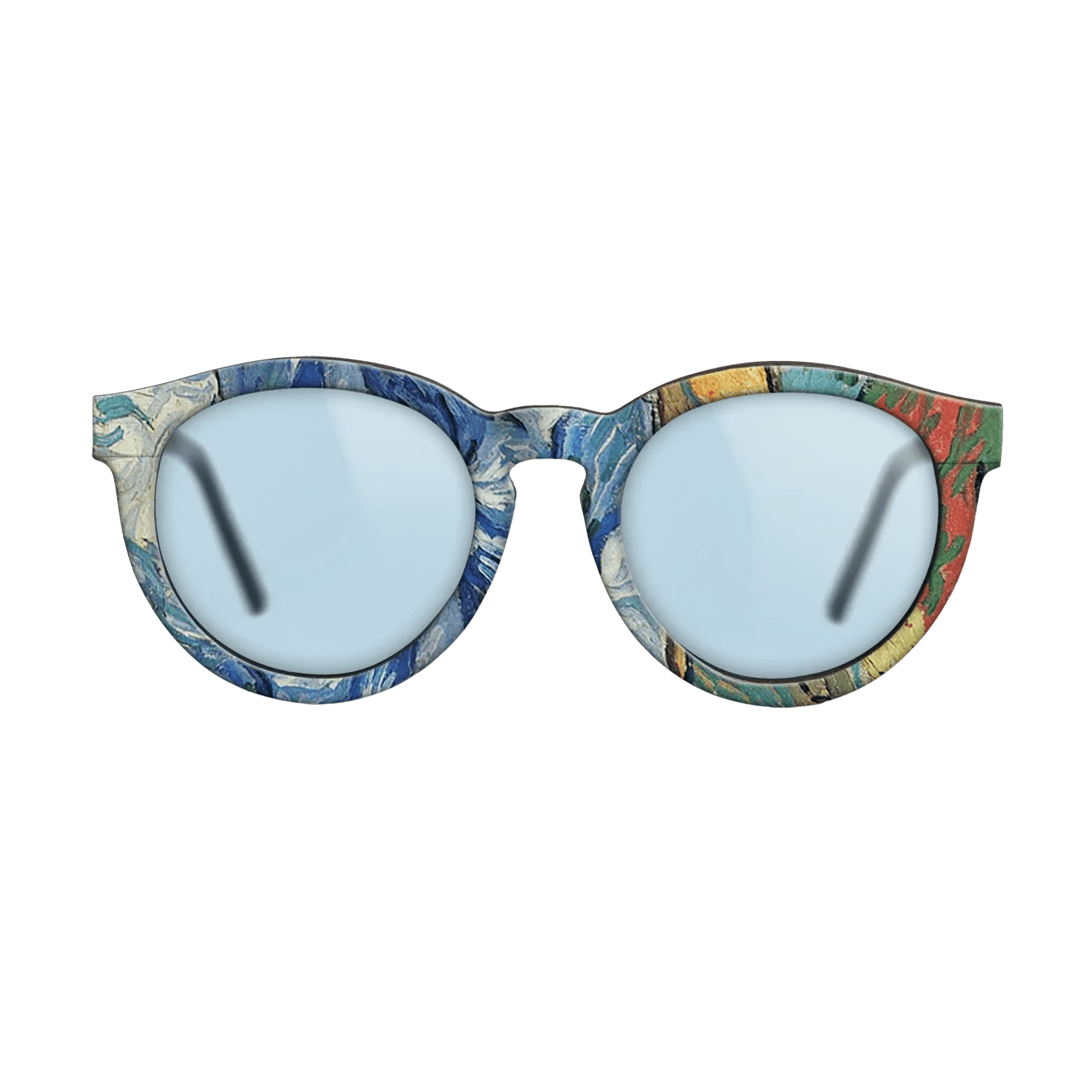 Oil Painting on Straight Grain Walnut: Rococo - Les Alpilles, Mountain Landscape near South-Reme, 1889 - Vincent van Gogh - The Rebel - Round - 925 - SIRIS wood optic