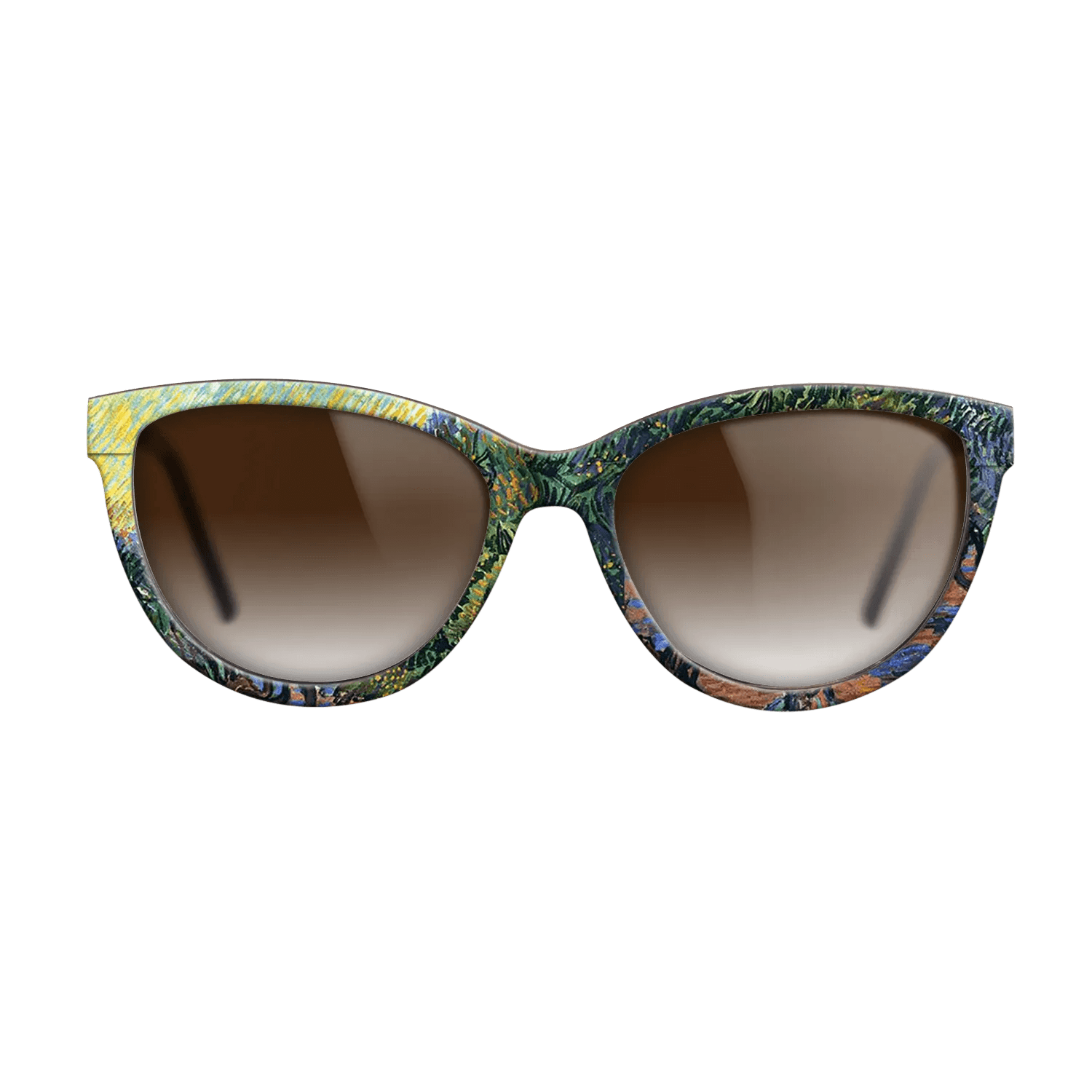 Oil Painting on Straight Grain Walnut: Rococo - Olive Grove - Orange Sky, 1889 - Vincent van Gogh - The Maiden - Cat - 1850 - SIRIS wood optic