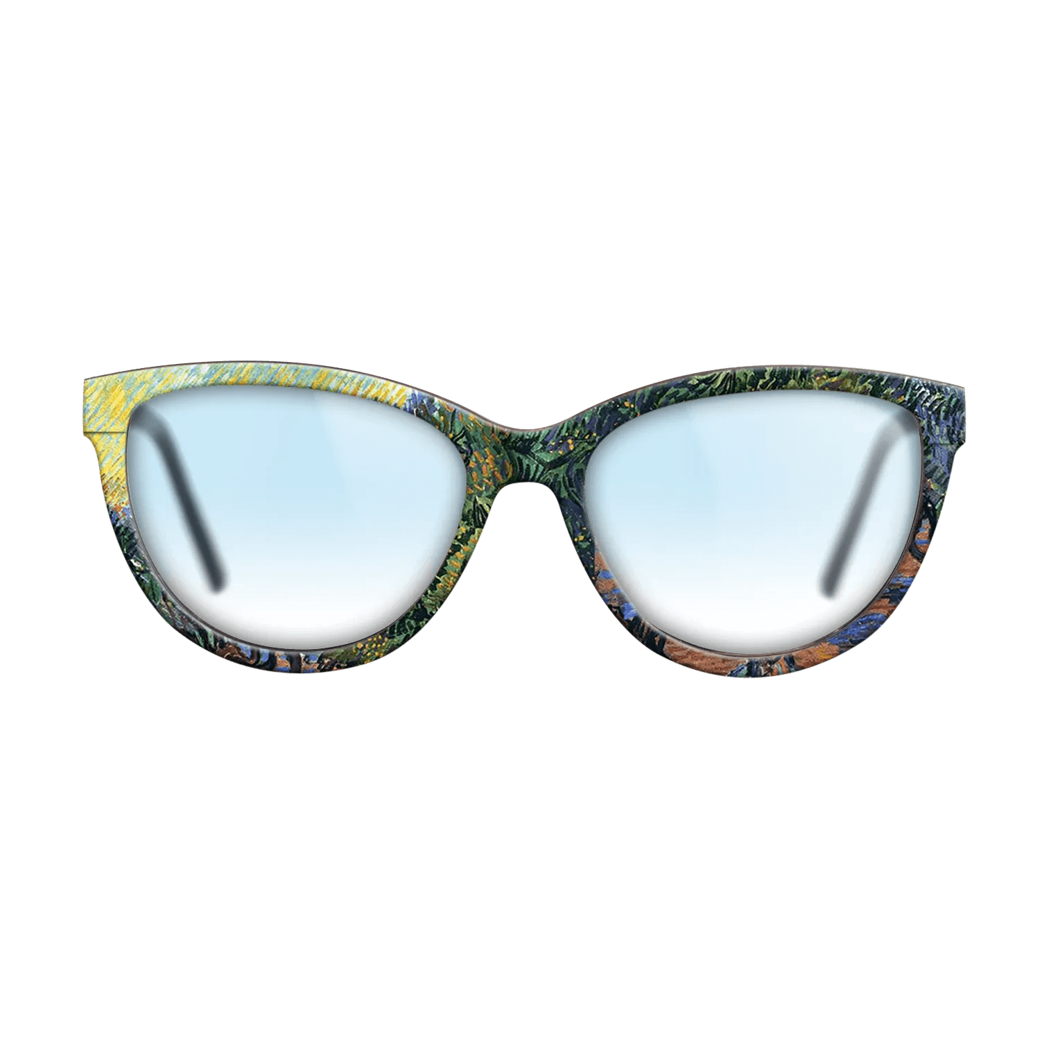 Oil Painting on Straight Grain Walnut: Rococo - Olive Grove - Orange Sky, 1889 - Vincent van Gogh - The Maiden - Cat - 1850 - SIRIS wood optic