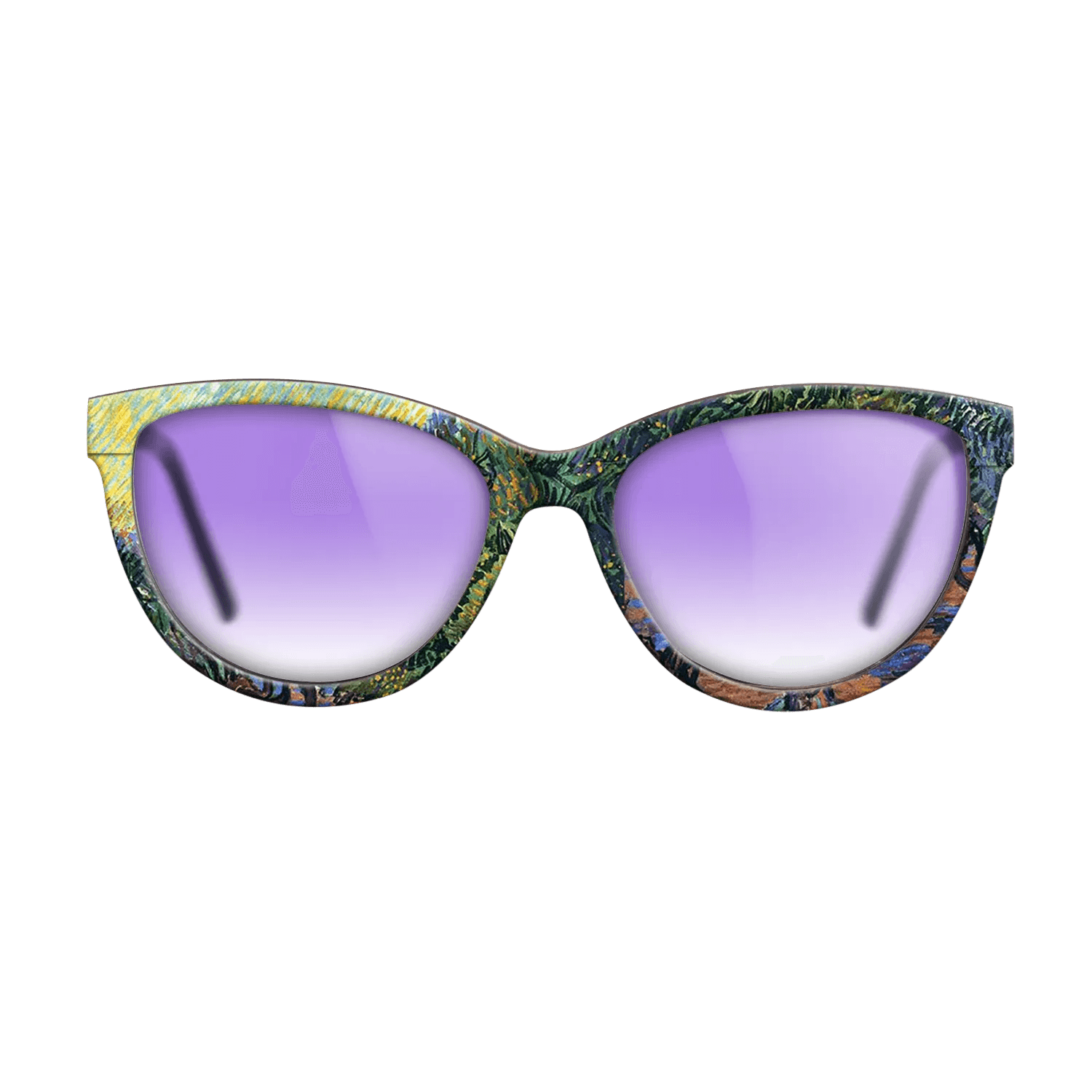 Oil Painting on Straight Grain Walnut: Rococo - Olive Grove - Orange Sky, 1889 - Vincent van Gogh - The Maiden - Cat - 1850 - SIRIS wood optic