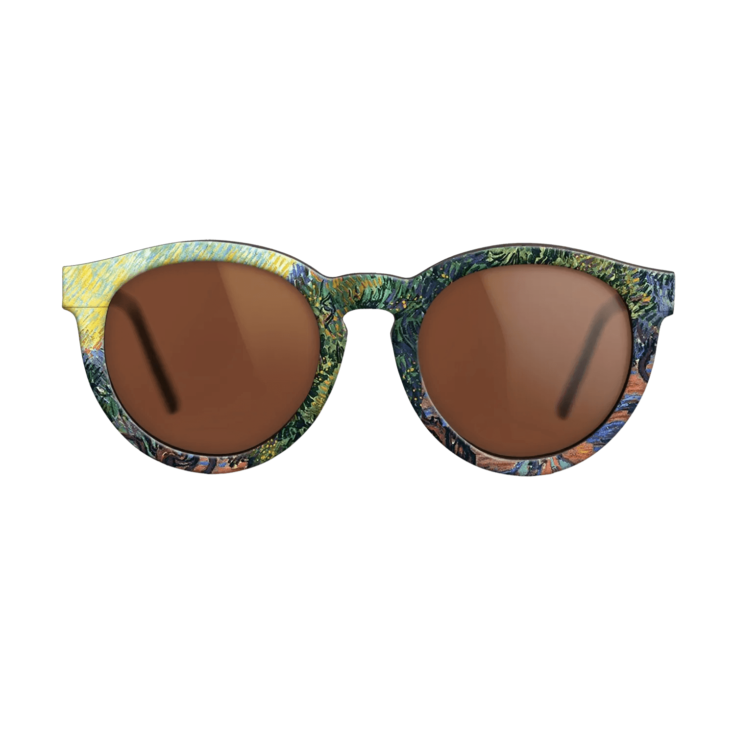 Oil Painting on Straight Grain Walnut: Rococo - Olive Grove - Orange Sky, 1889 - Vincent van Gogh - The Rebel - Round - 1850 - SIRIS wood optic