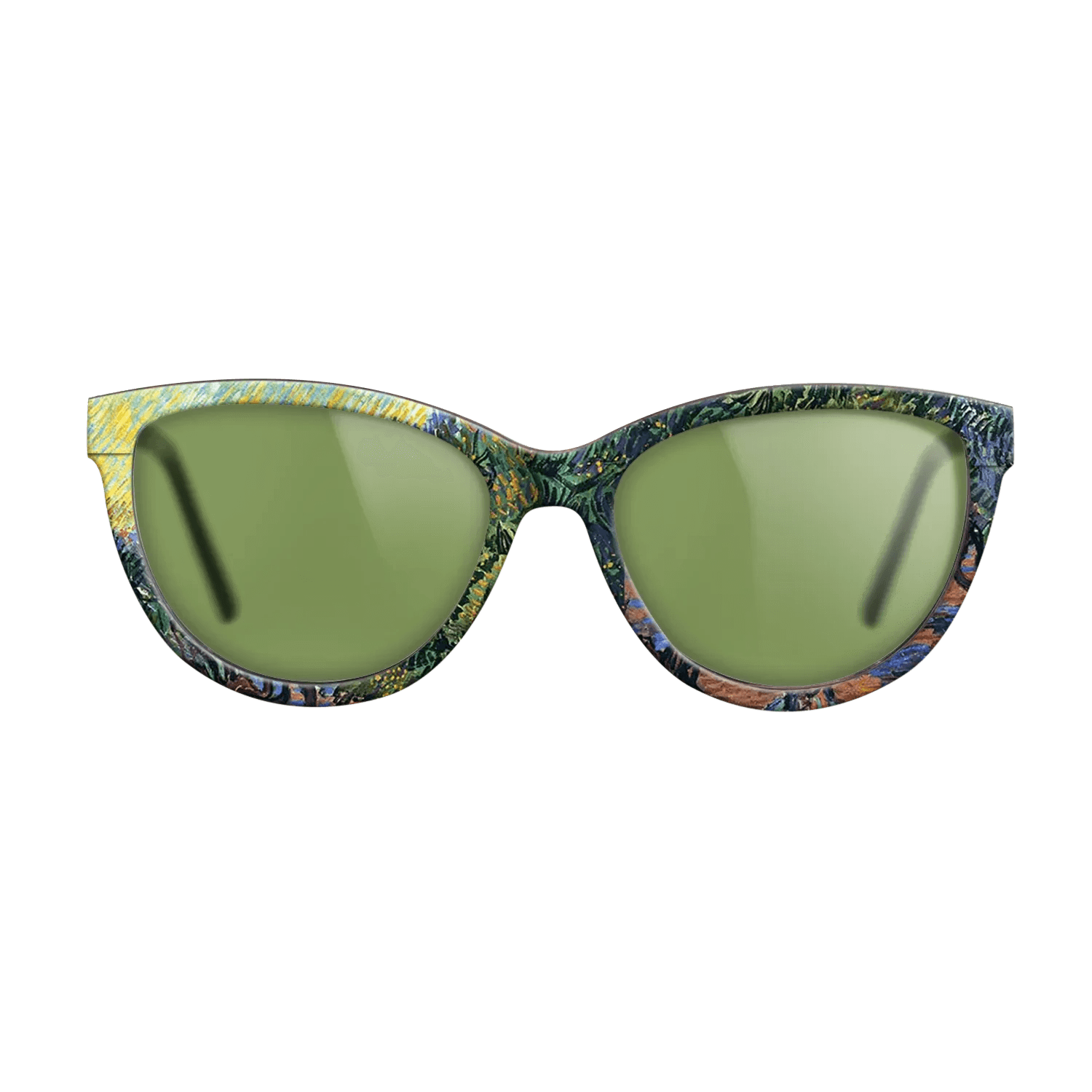 Oil Painting on Straight Grain Walnut: Rococo - Olive Grove - Orange Sky, 1889 - Vincent van Gogh - The Maiden - Cat - 1850 - SIRIS wood optic