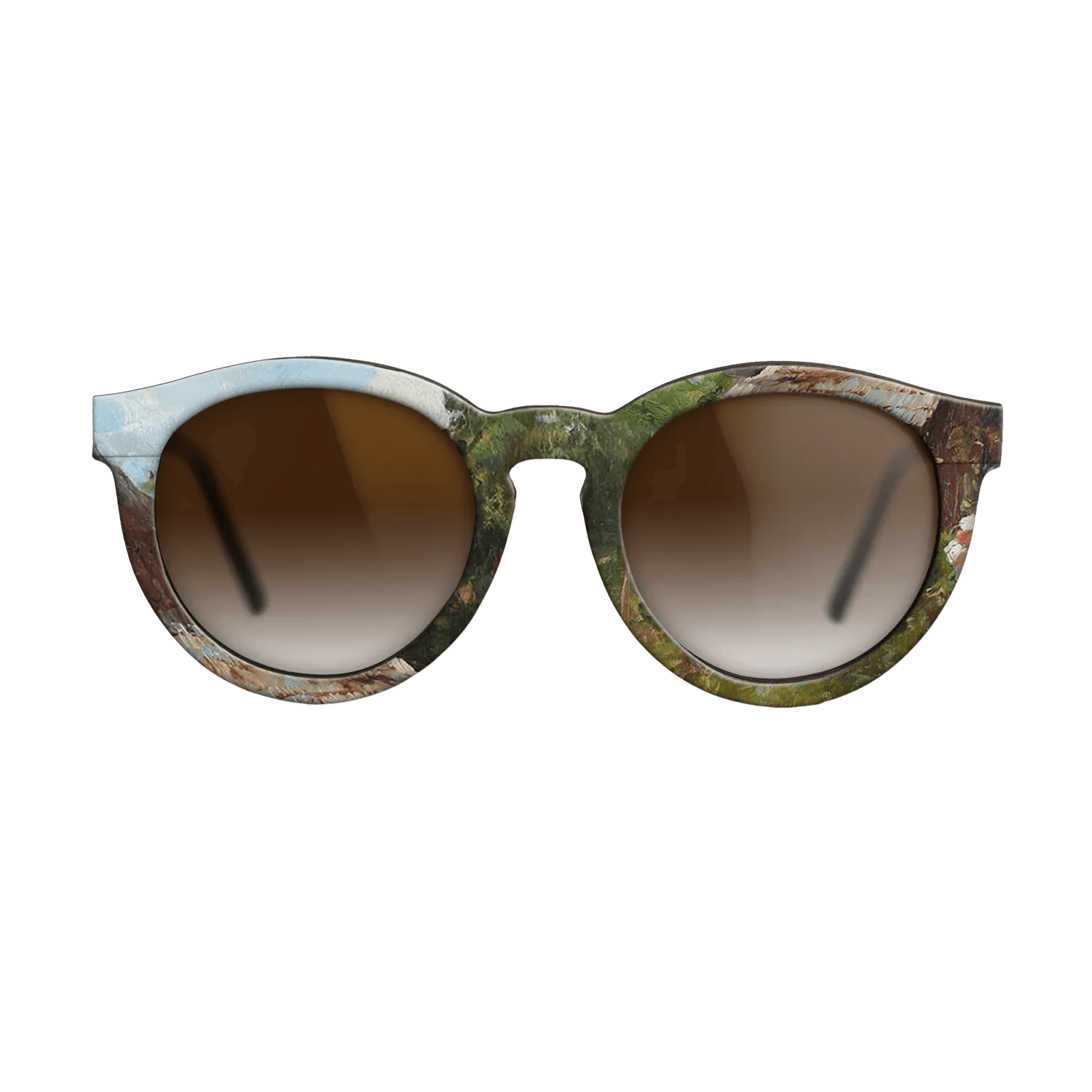 Oil Painting on Straight Grain Walnut: Rococo - Peasant Woman with Flowers, 1905 - Nicolae Vermont - The Rebel - Round - 873 - SIRIS wood optic