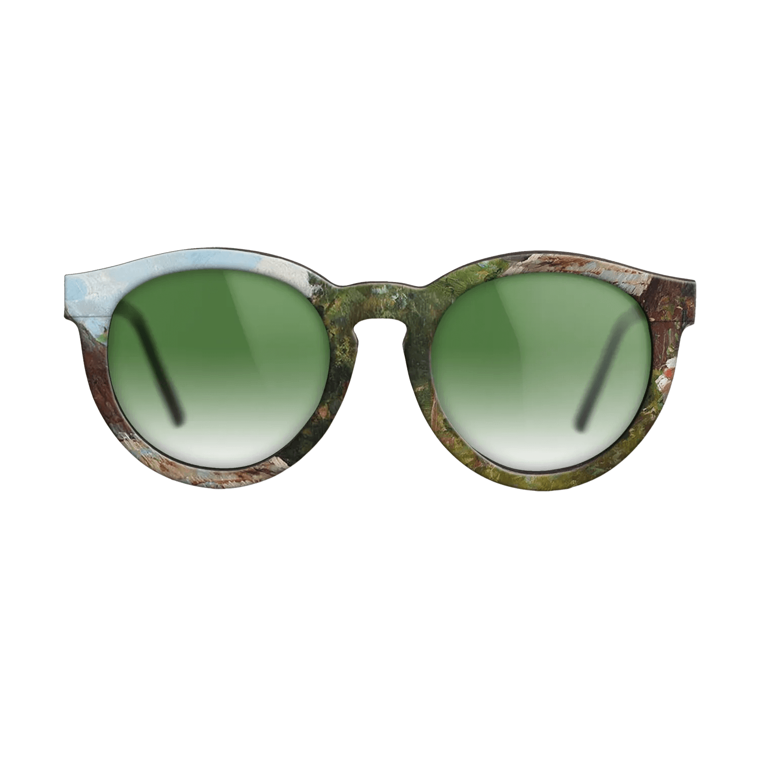 Oil Painting on Straight Grain Walnut: Rococo - Peasant Woman with Flowers, 1905 - Nicolae Vermont - The Rebel - Round - 873 - SIRIS wood optic