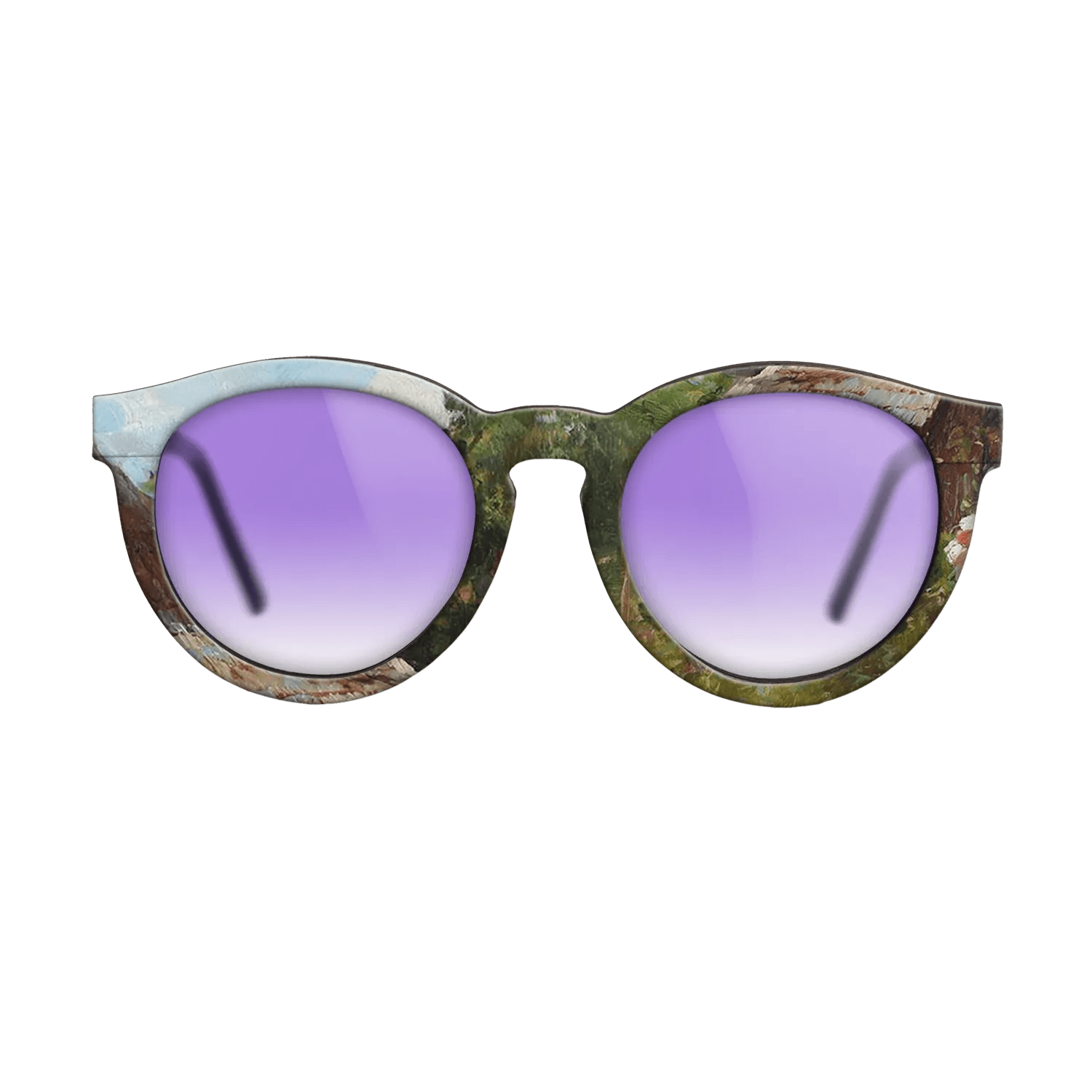 Oil Painting on Straight Grain Walnut: Rococo - Peasant Woman with Flowers, 1905 - Nicolae Vermont - The Rebel - Round - 873 - SIRIS wood optic