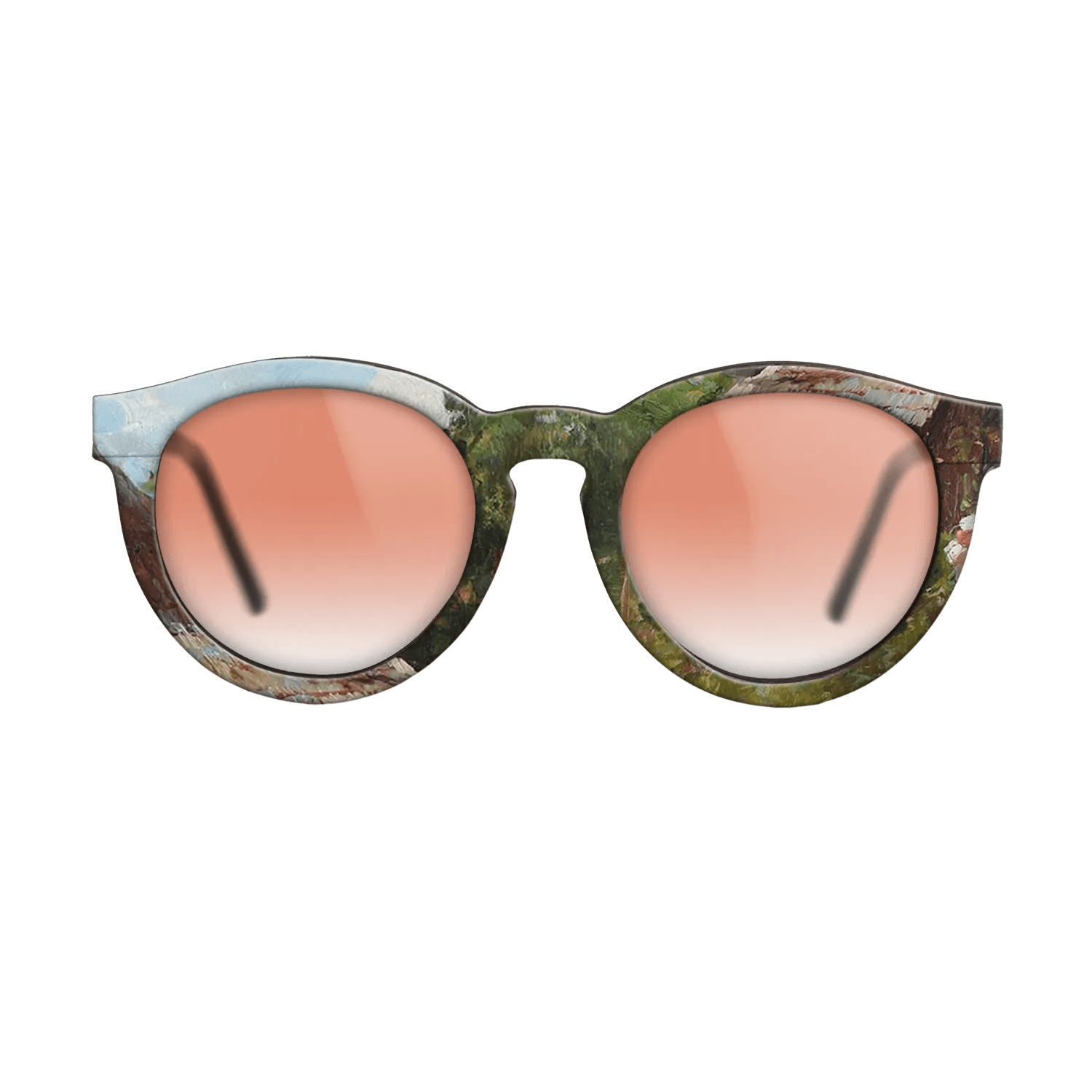 Oil Painting on Straight Grain Walnut: Rococo - Peasant Woman with Flowers, 1905 - Nicolae Vermont - The Rebel - Round - 873 - SIRIS wood optic