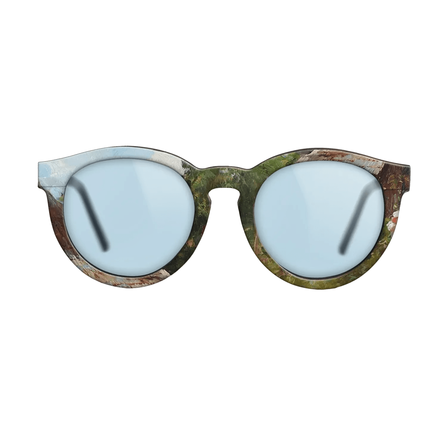 Oil Painting on Straight Grain Walnut: Rococo - Peasant Woman with Flowers, 1905 - Nicolae Vermont - The Rebel - Round - 873 - SIRIS wood optic