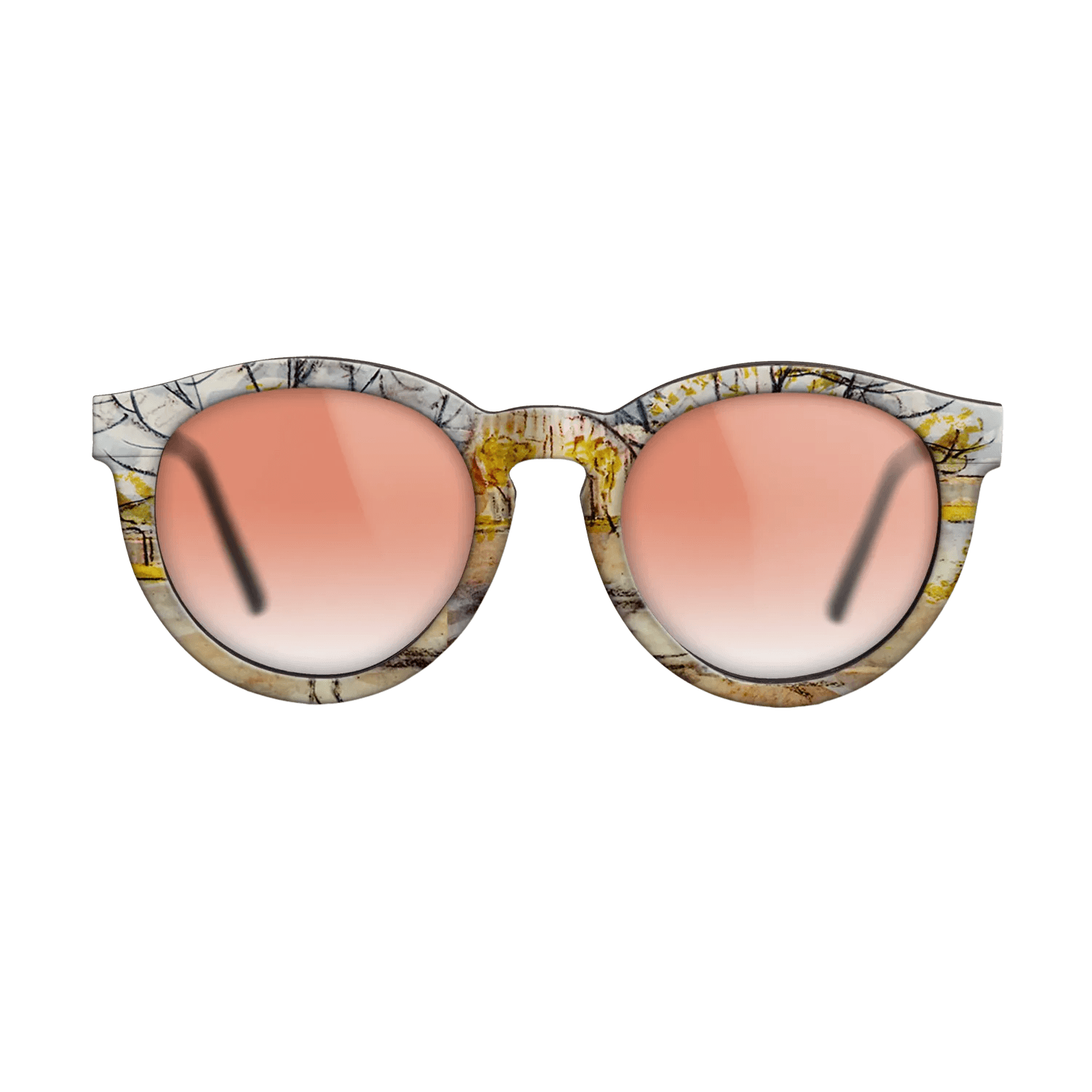 Oil Painting on Straight Grain Walnut: Rococo - Pink Peach Trees, 1888 - Vincent van Gogh - The Rebel - Round - 1559 - SIRIS wood optic