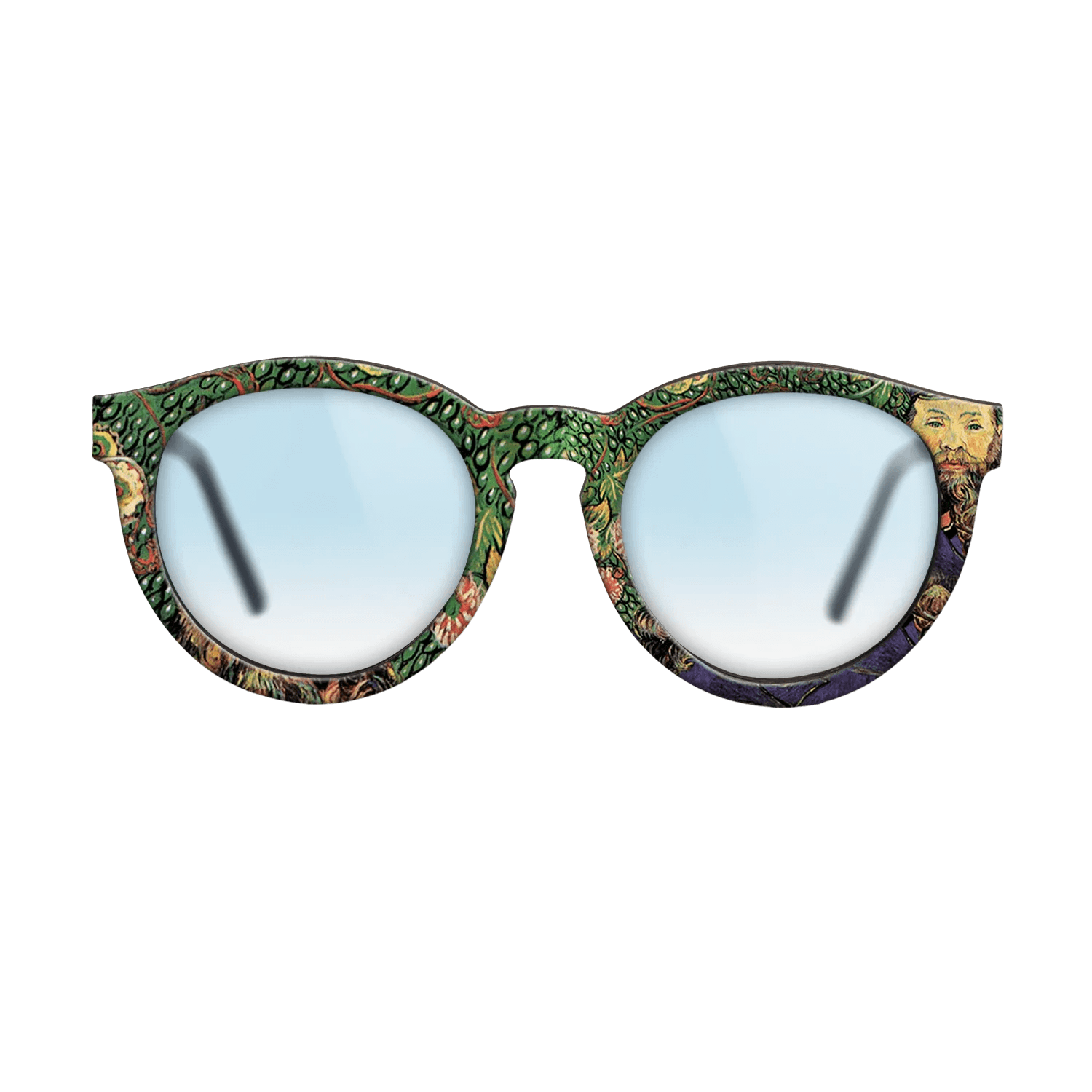 Oil Painting on Straight Grain Walnut: Rococo - Portrait of the postman Joseph Roulin, 1889 - Vincent van Gogh - The Rebel - Round - 1076 - SIRIS wood optic