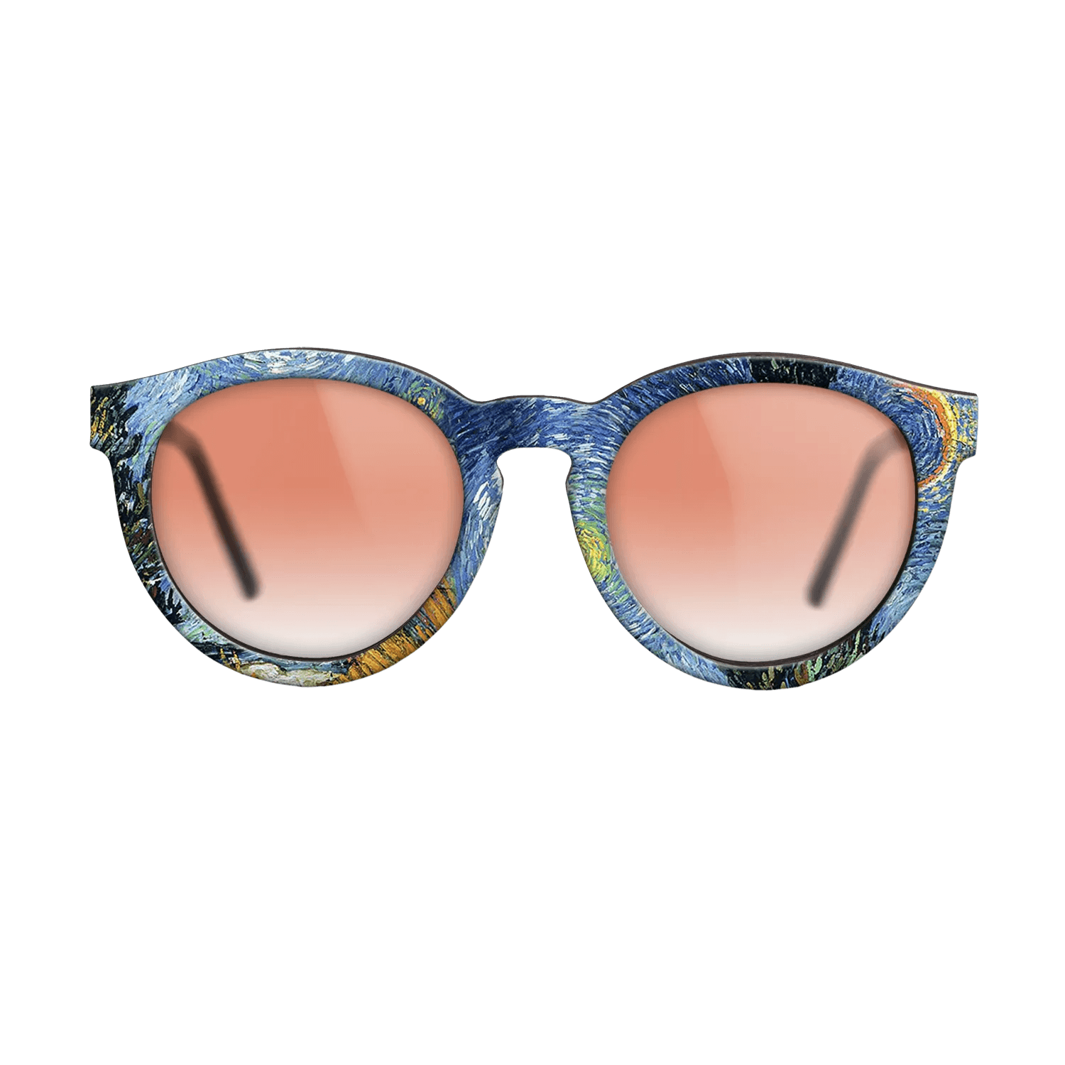 Oil Painting on Straight Grain Walnut: Rococo - Road with Cypresses, 1890 - Vincent van Gogh - The Rebel - Round - 709 - SIRIS wood optic