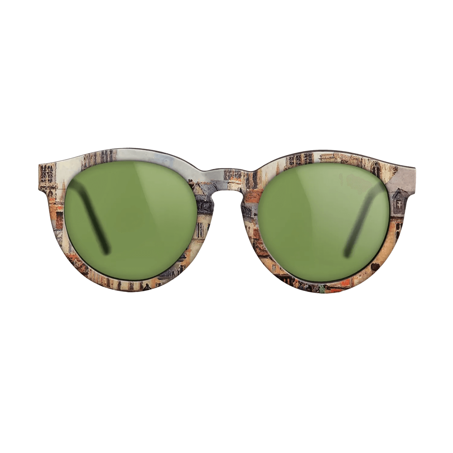 Oil Painting on Straight Grain Walnut: Rococo - Rue de l_epicerie at Rouen, on a Grey Morning, 1898 - Camille Pissarro - The Rebel - Round - 2014 - SIRIS wood optic