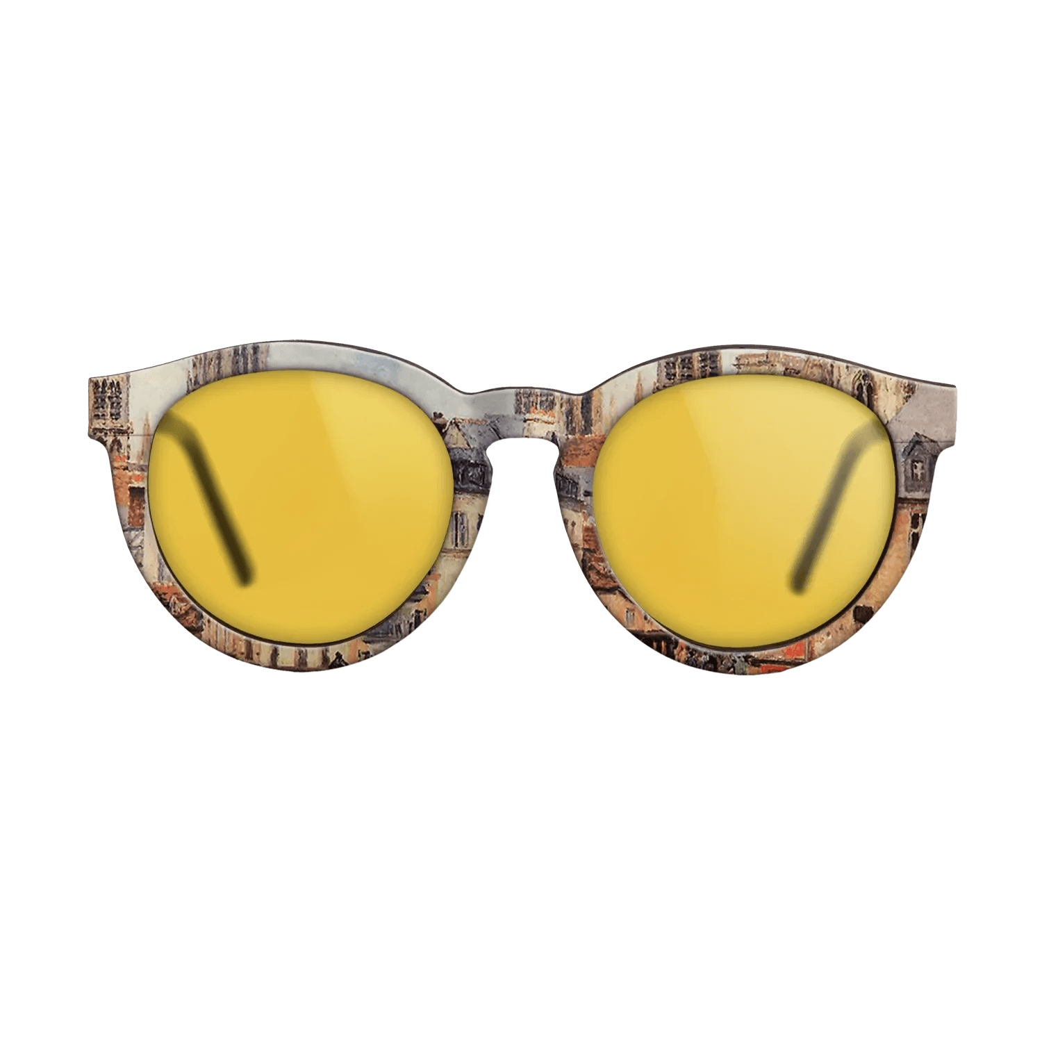 Oil Painting on Straight Grain Walnut: Rococo - Rue de l_epicerie at Rouen, on a Grey Morning, 1898 - Camille Pissarro - The Rebel - Round - 2014 - SIRIS wood optic